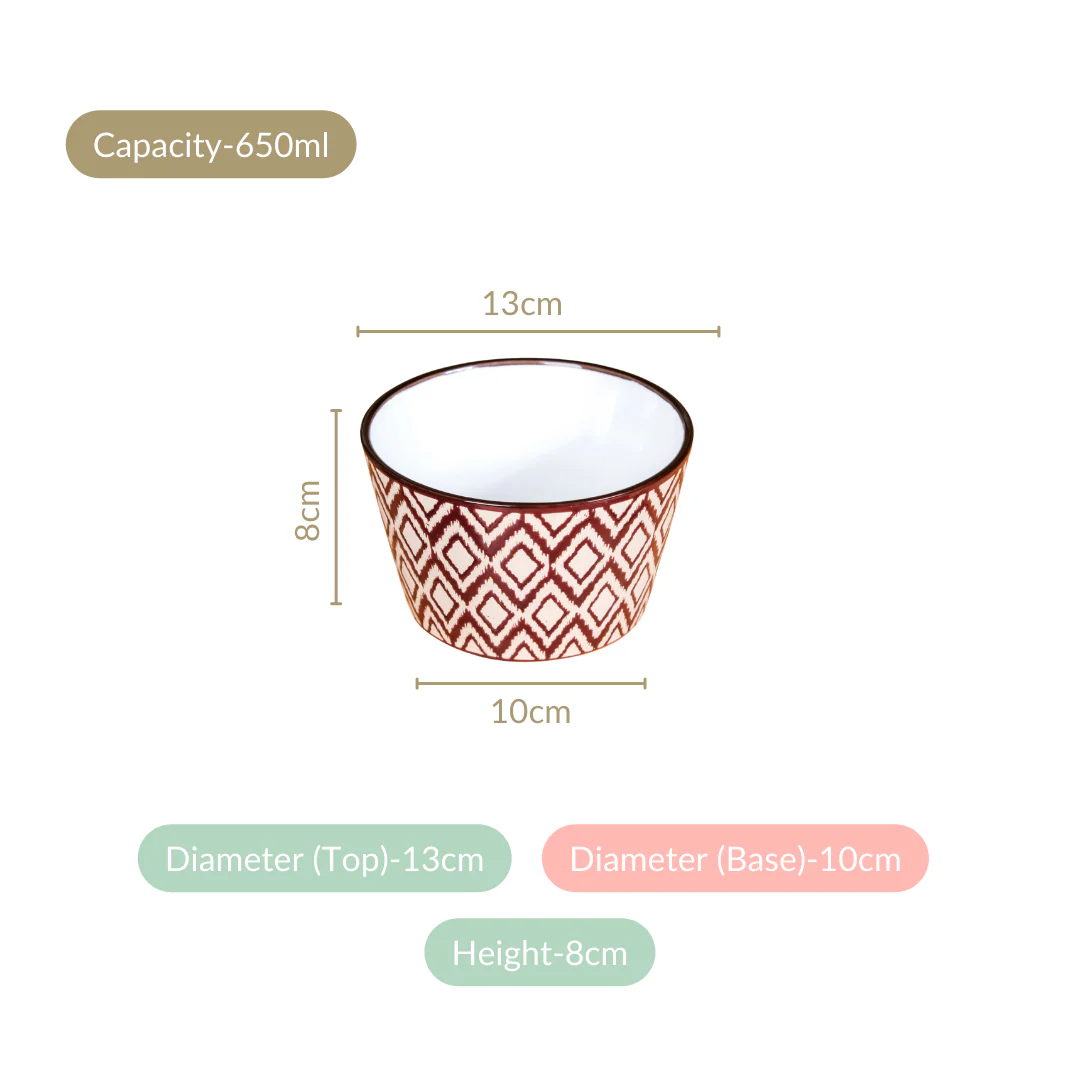 Brown Kaleido Ceramic Serving Bowl Set Of 4 650ml - Image 4