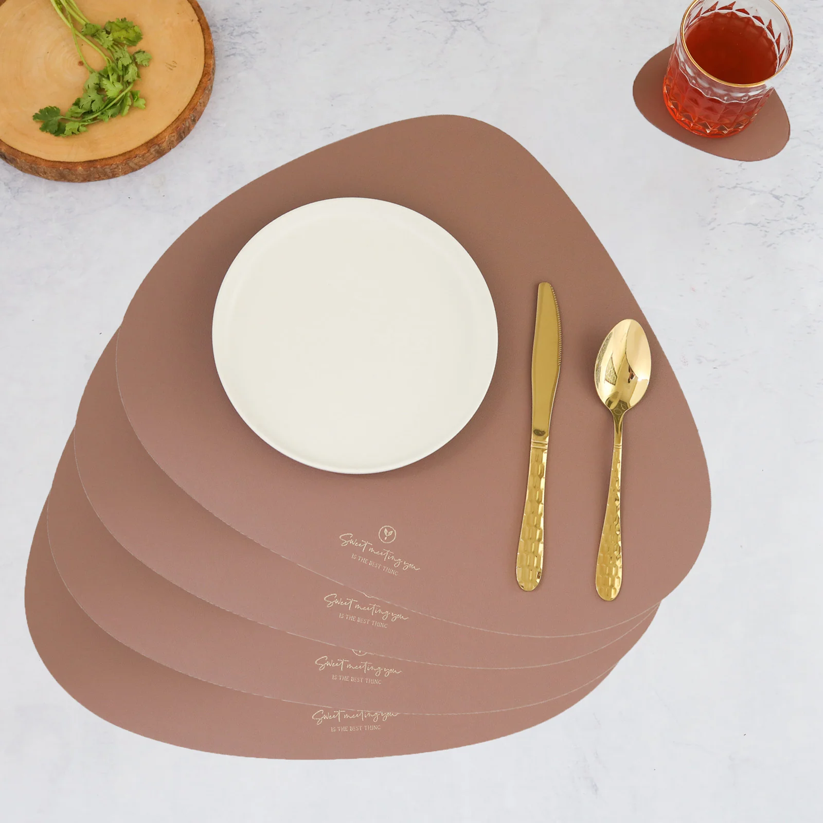 Brown Leather Dinner Mat Set of 4 - Image 2