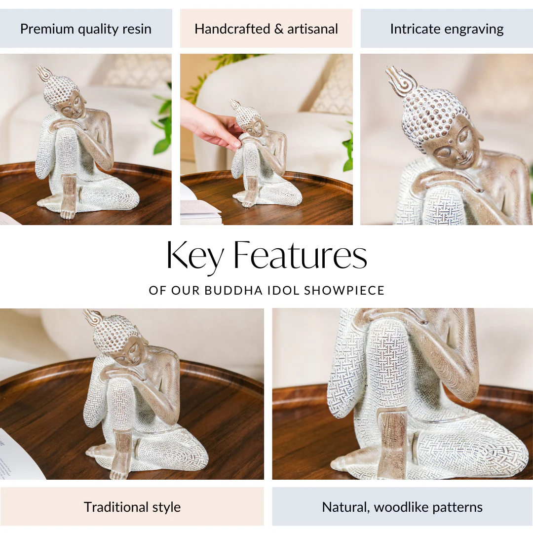 Buddha Idol Showpiece For Home Decor 8 Inch - Image 5