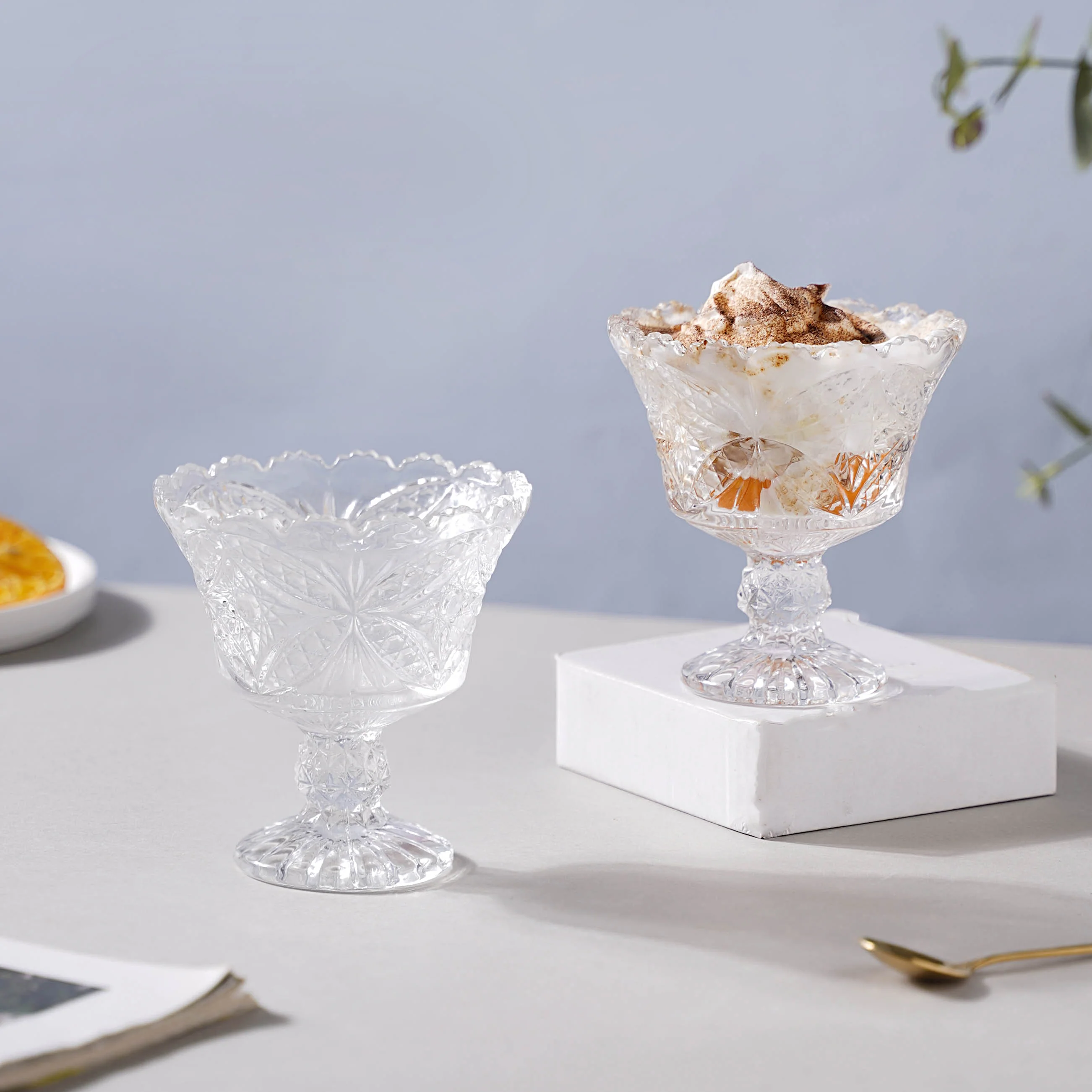 Butterfly Cut Glass Dessert Bowl Set of 2 - Image 2
