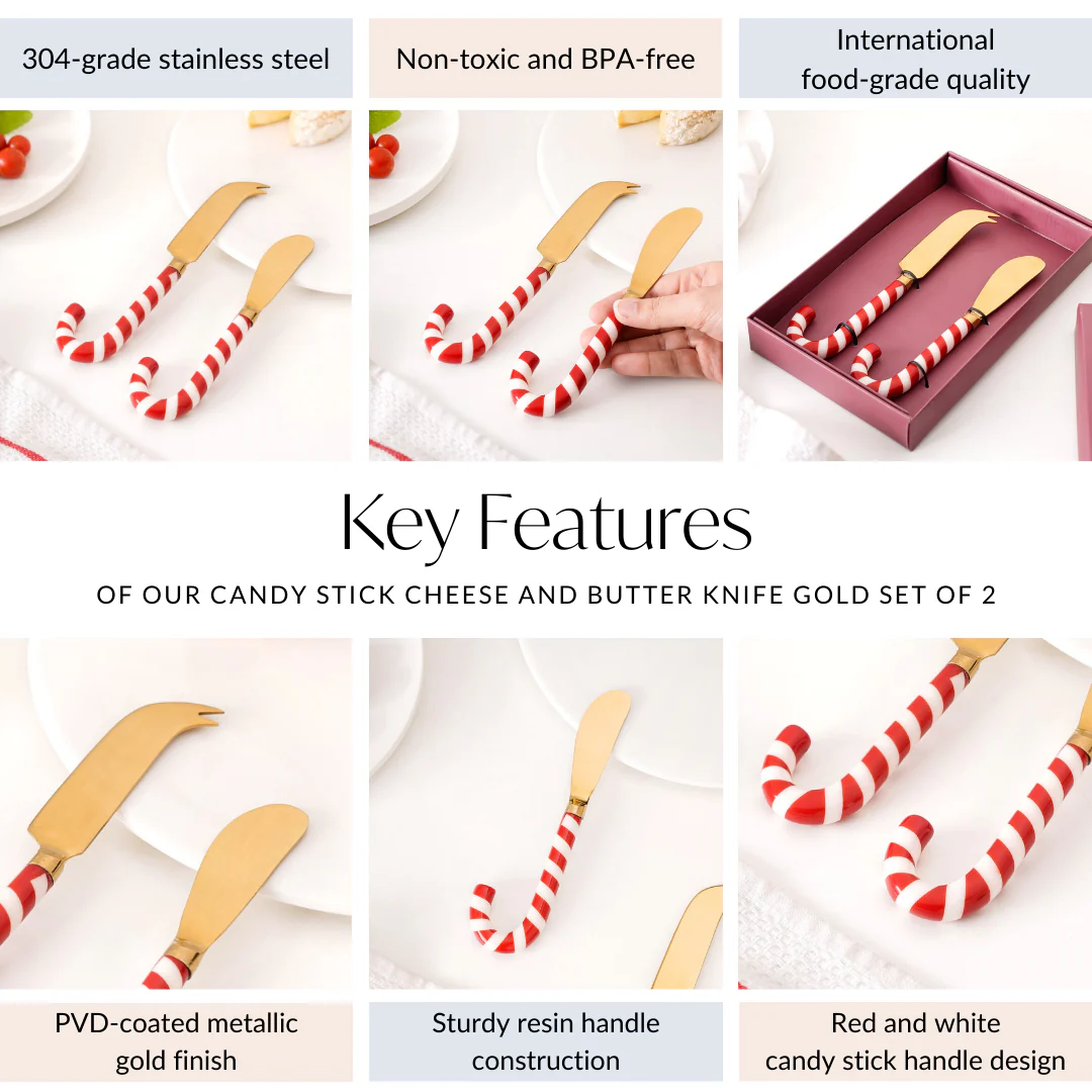 Candy Stick Cheese And Butter Knife Gold Set Of 2 - Image 4
