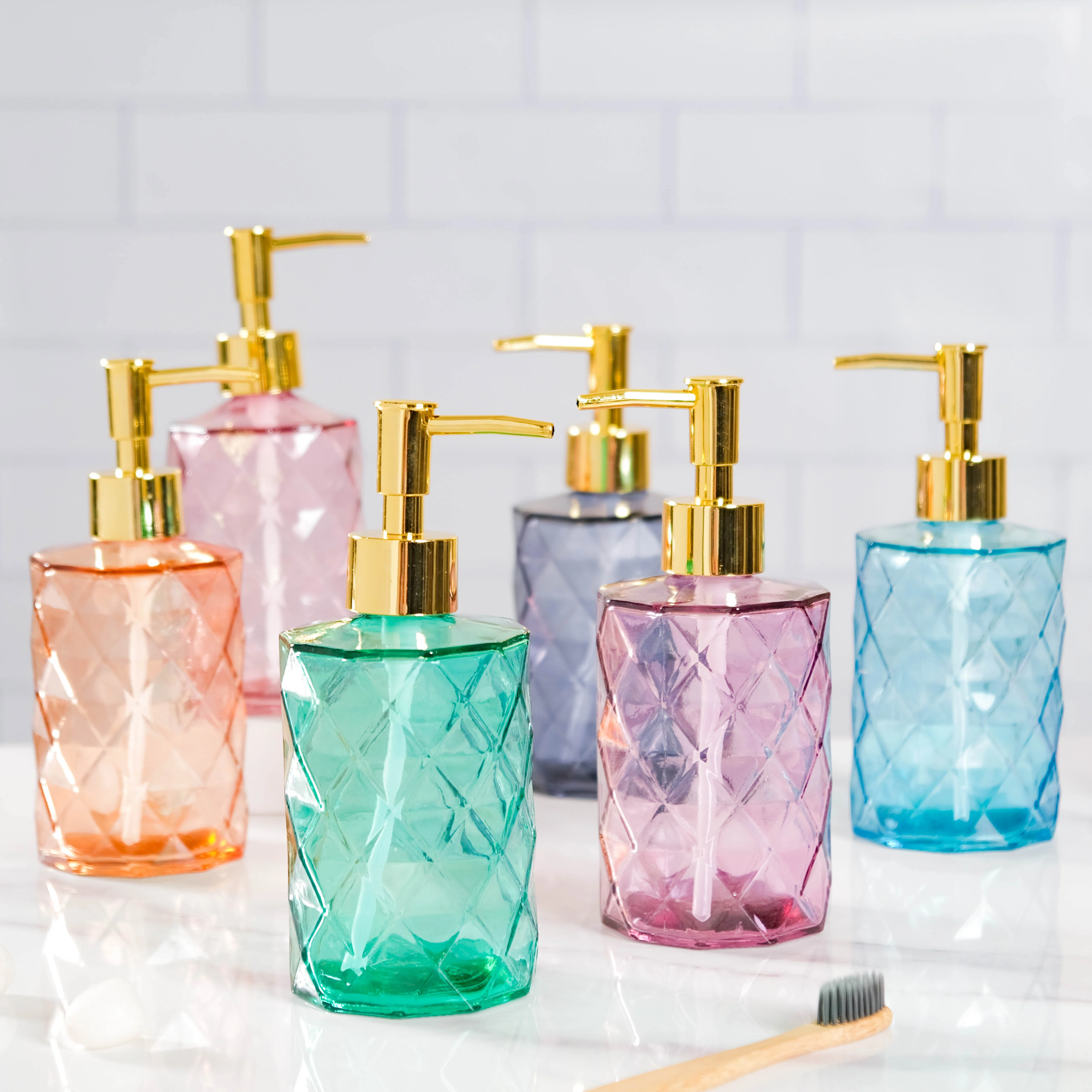 Caramel Amber Textured Glass Dispenser with Nozzle - Image 8