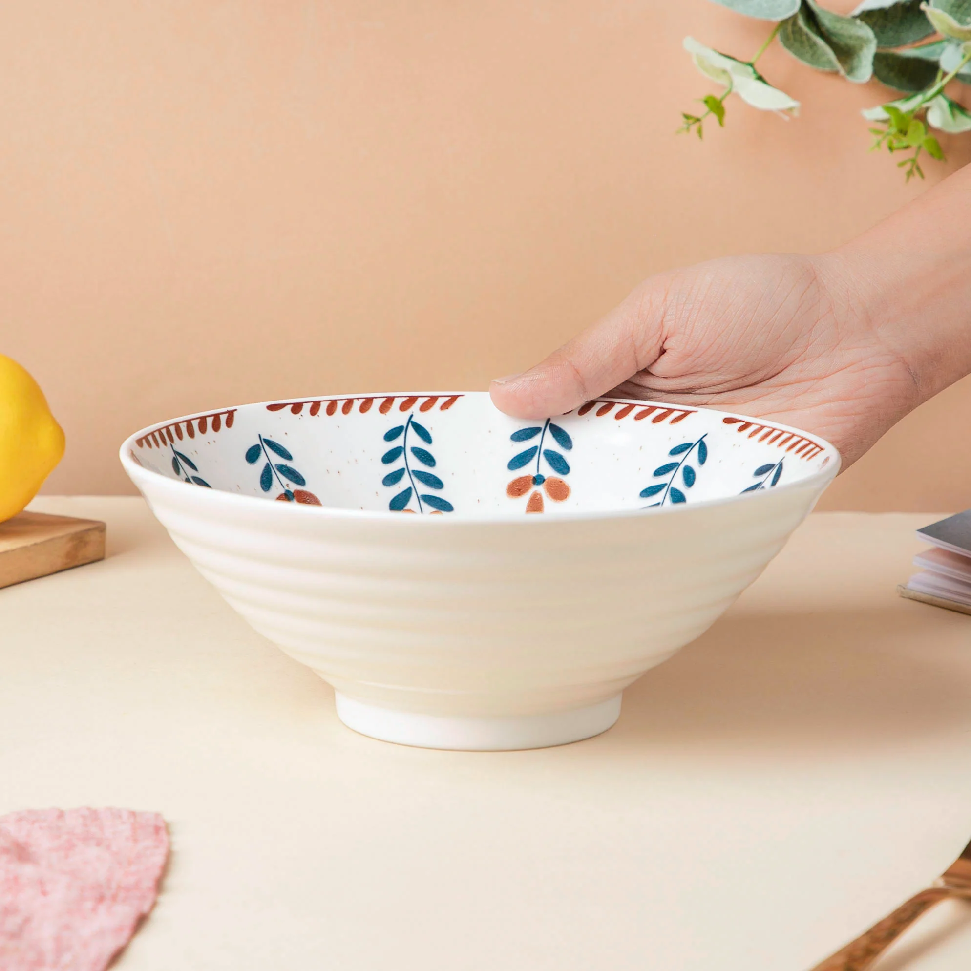 Carmella Floral Ceramic Ramen Bowl 900 ml - Image 2