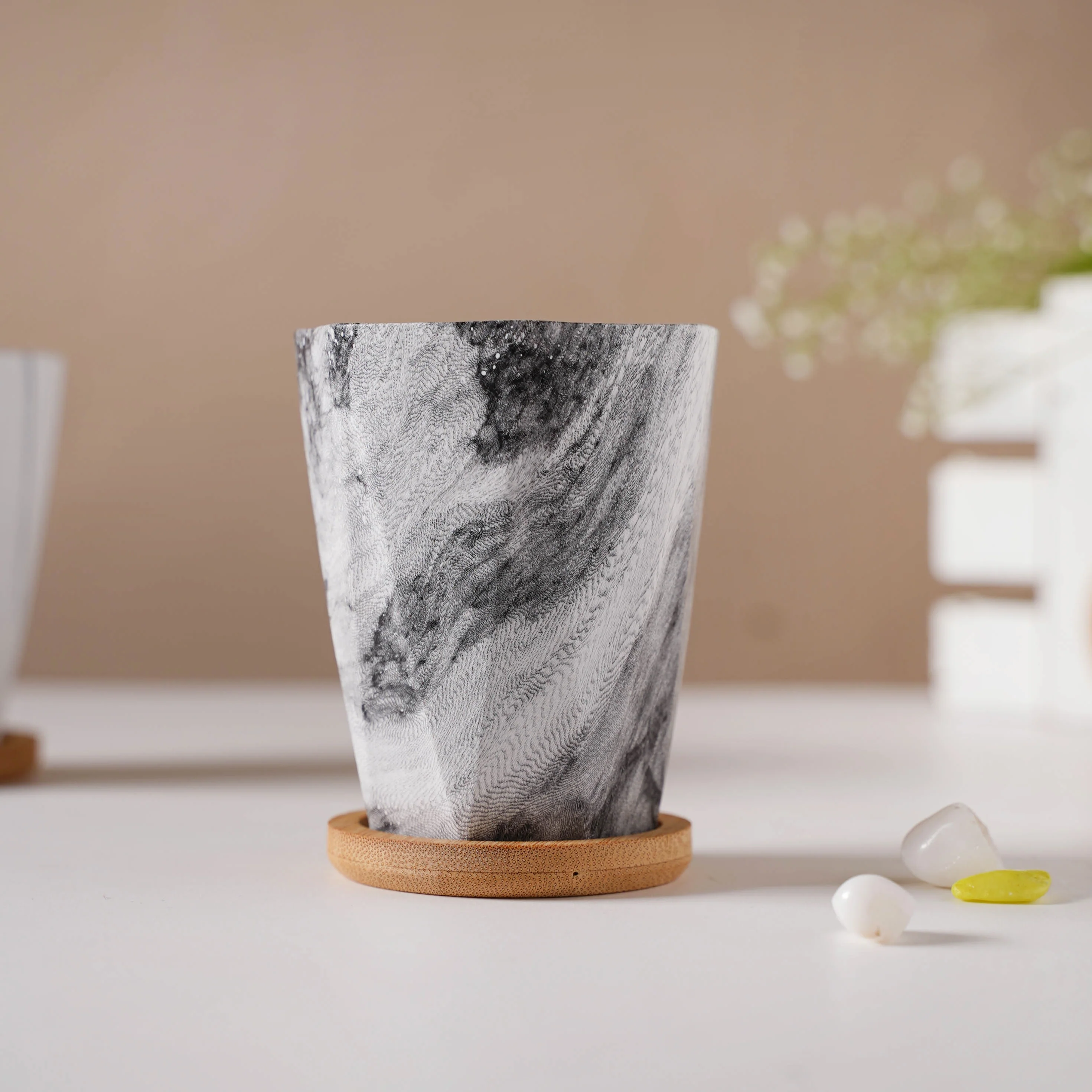Carrara Charcoal Planter With Coaster - Image 6