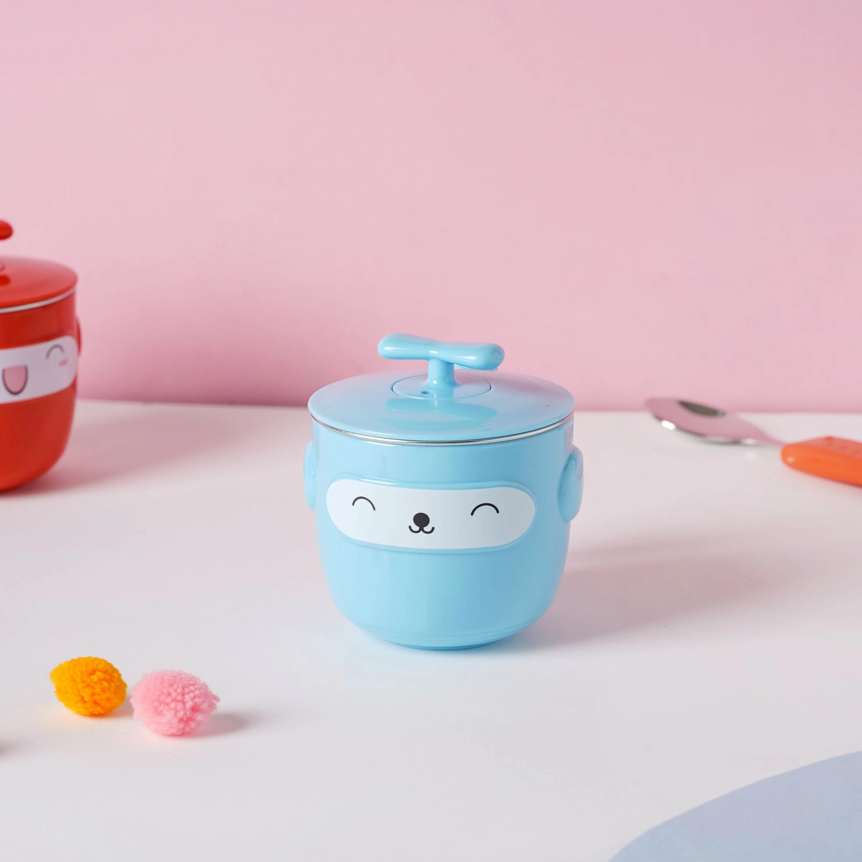 Cartoon Double Wall Stainless Steel Baby Bowl Blue 200 ml - Image 9