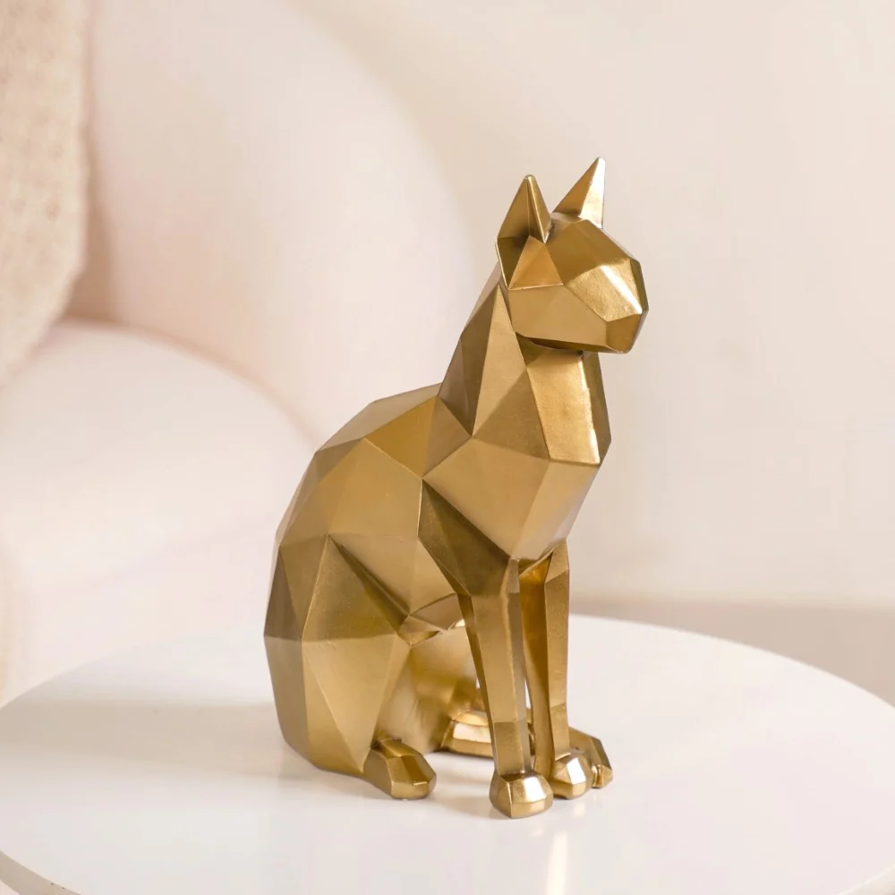 Cat Sculpture Gold For Home Decor - Image 10