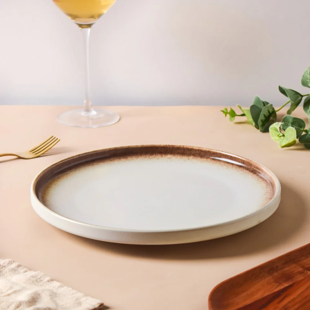 Cavern Clay Ceramic Dinner Plate White Brown 10 Inch - Image 3