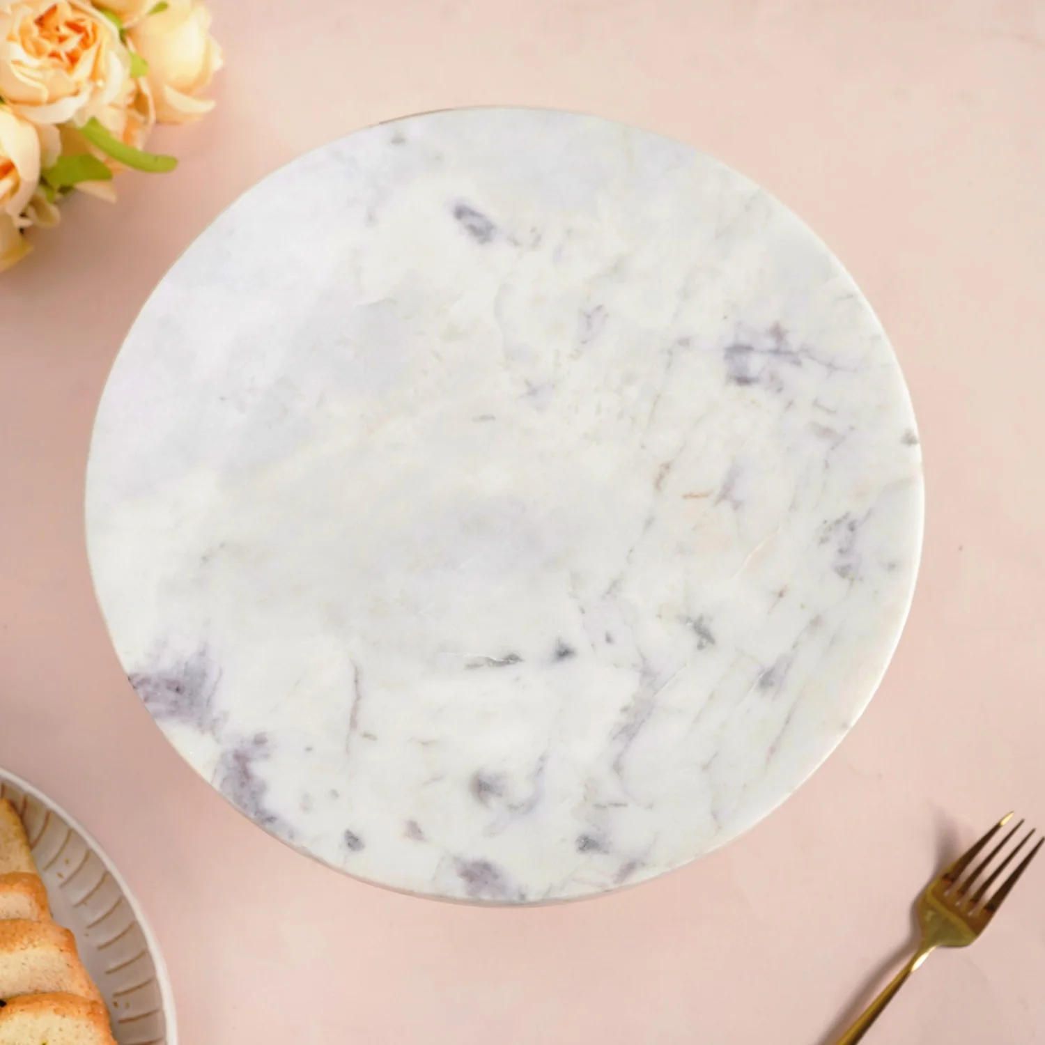Celestial White Marble Round Cake Stand - Image 5
