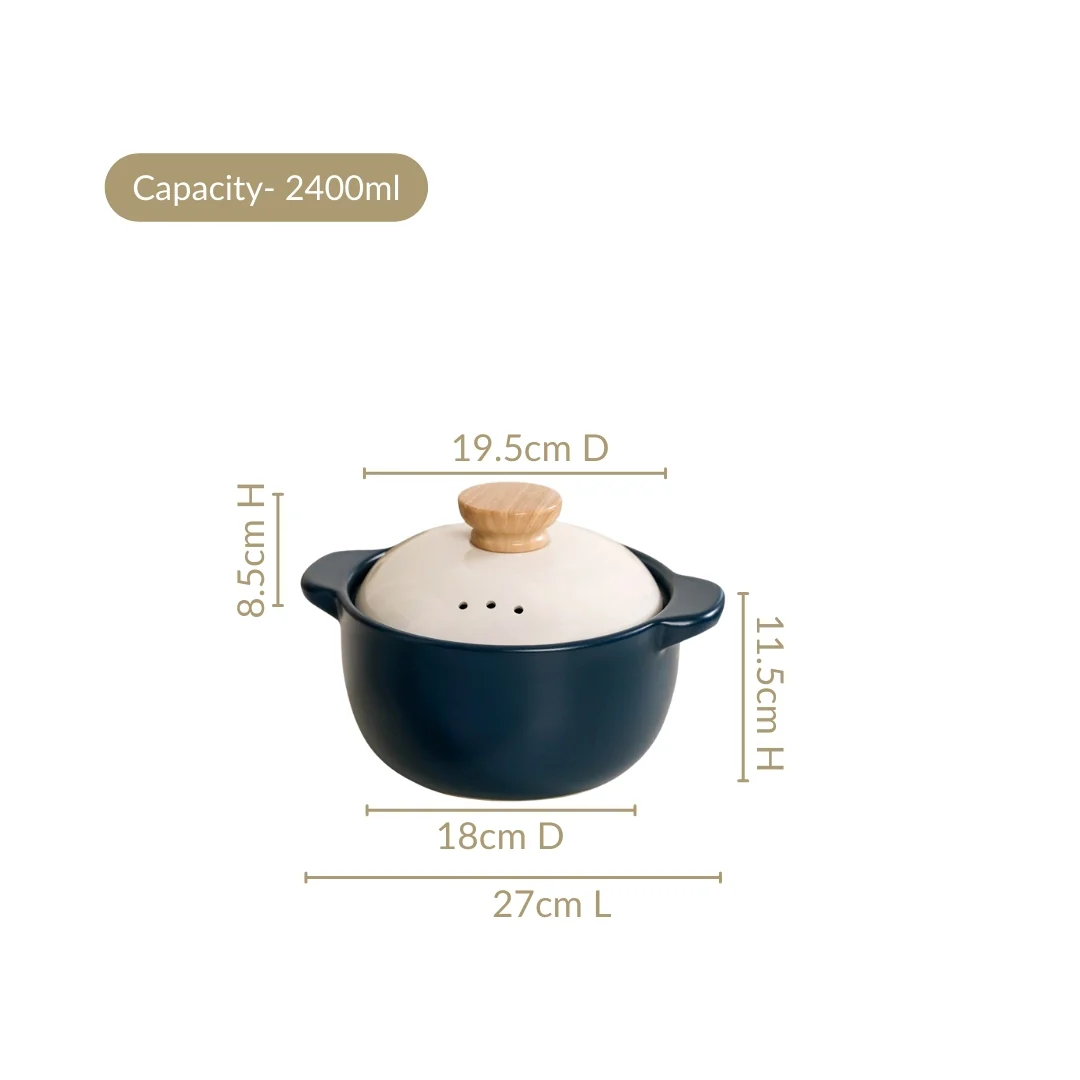 Cera Ceramic Cooking Pot With Lid Teal 2400ml - Image 3