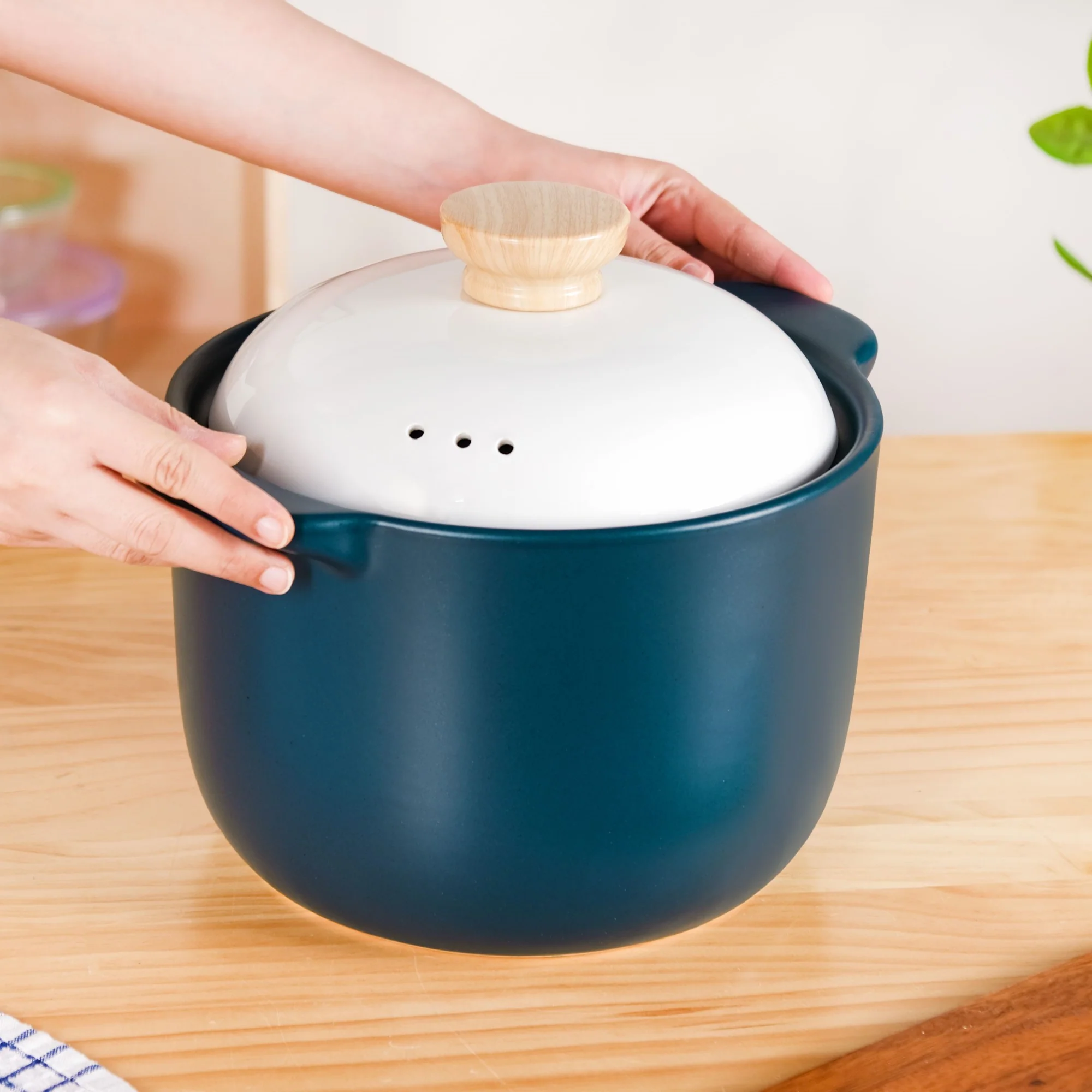 Cera Ceramic Soup Cooking Pot With White Lid 6000ml - Image 2