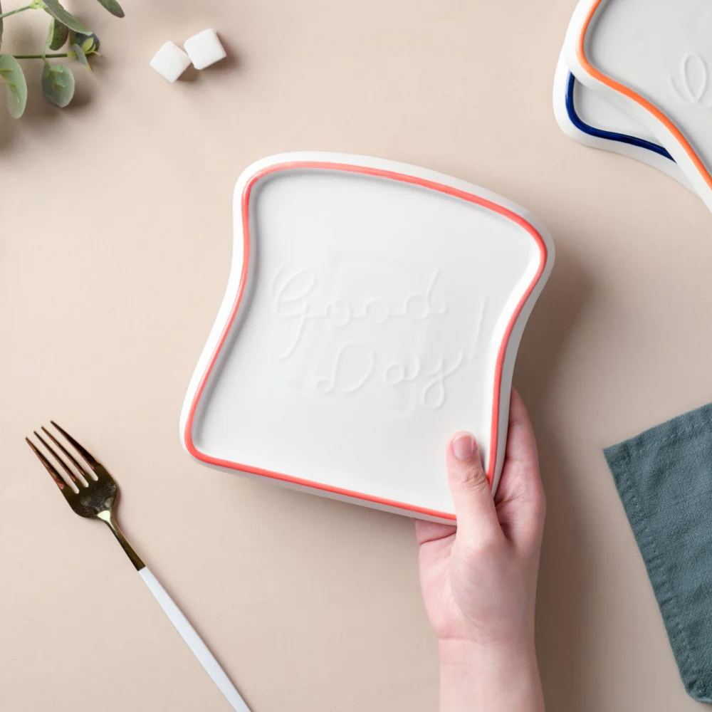 Ceramic Bread Plate Red Rim - Image 2