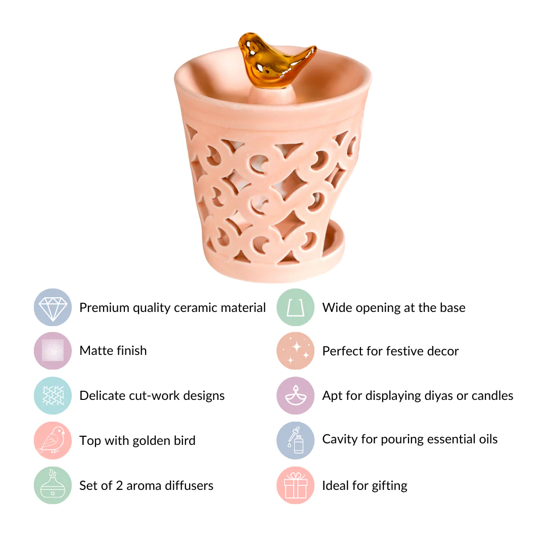 Ceramic Charm Fragrance Diffuser Set Of 2 Peach - Image 6