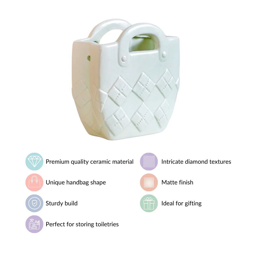 Ceramic Handbag Mini Vase For Home Decoration Mint Green - Image 8