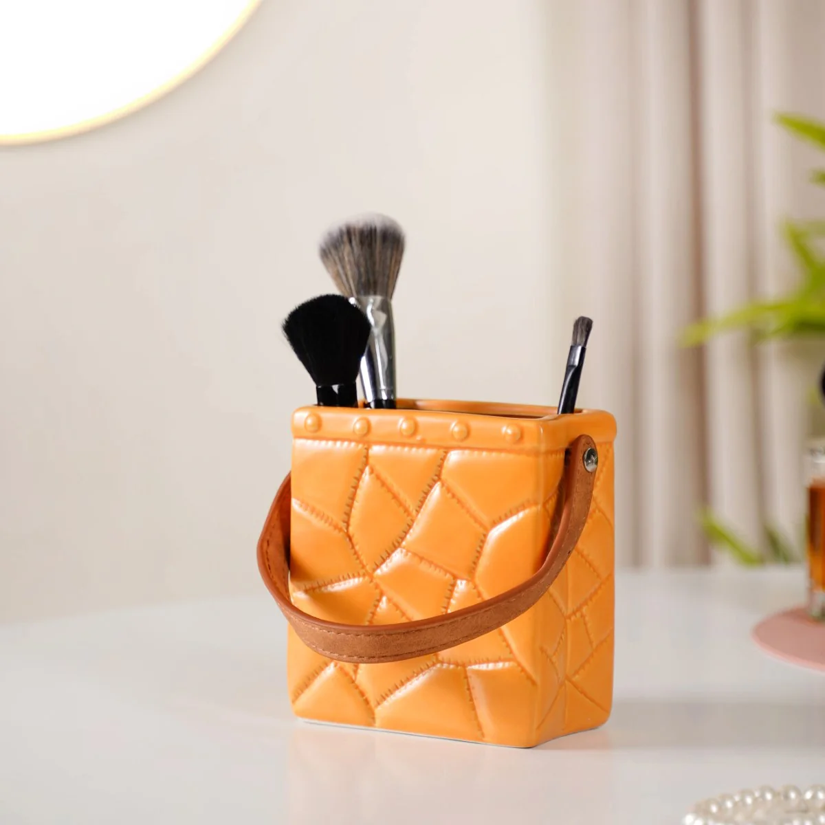 Ceramic Mini Bag Vase Mustard Yellow - Image 10