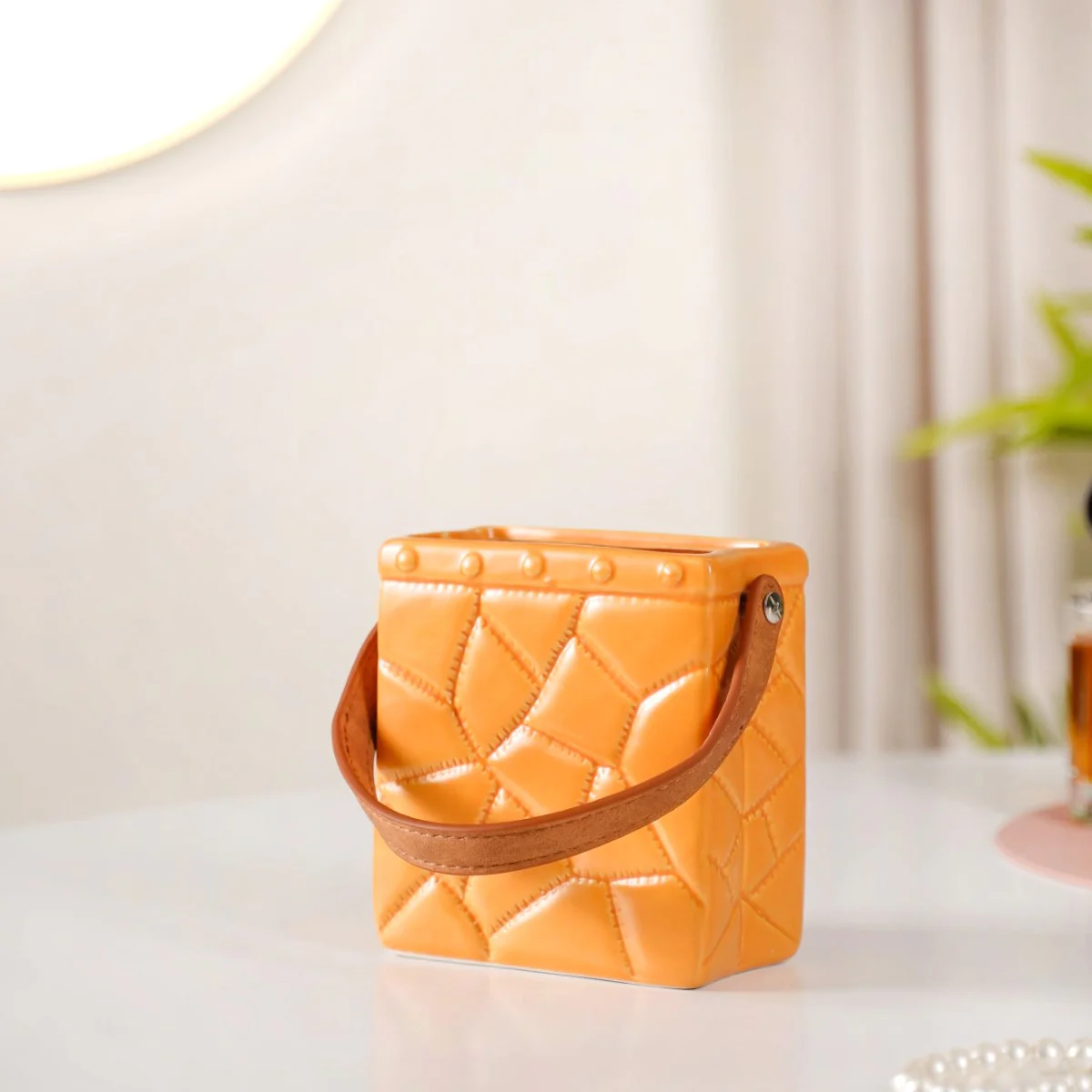 Ceramic Mini Bag Vase Mustard Yellow - Image 8