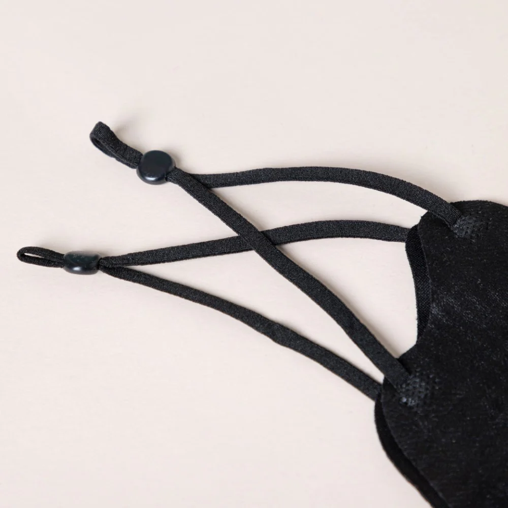 Checkered Face Mask With Adjustable Straps Black Set Of 4 - Image 11
