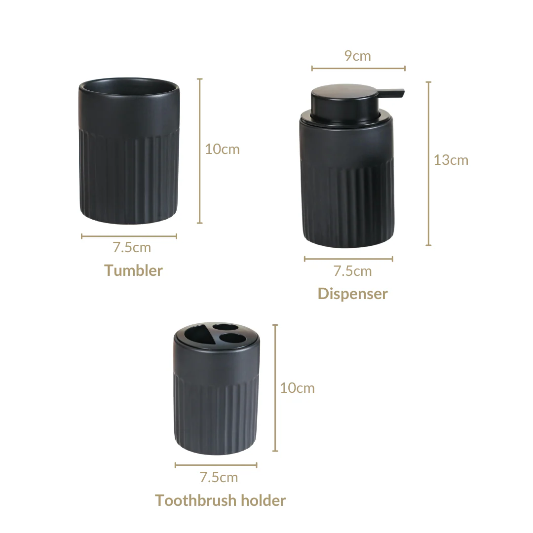 Chic Black Bathroom Accessories Set Of 3 - Image 7
