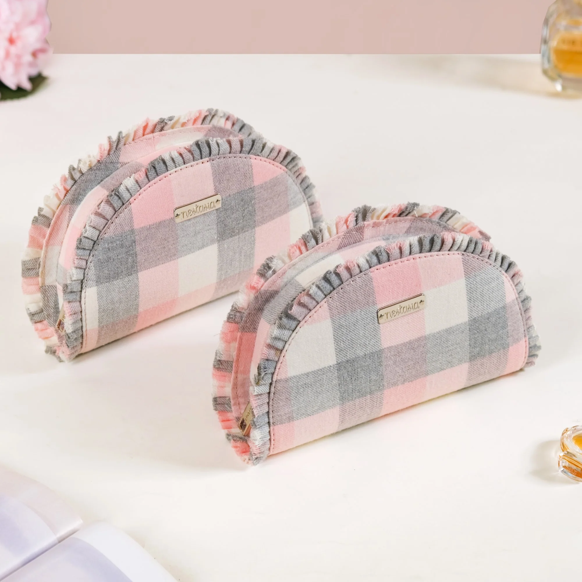 Chic Cotton Makeup Pouch Set Of 2 Pink - Image 10