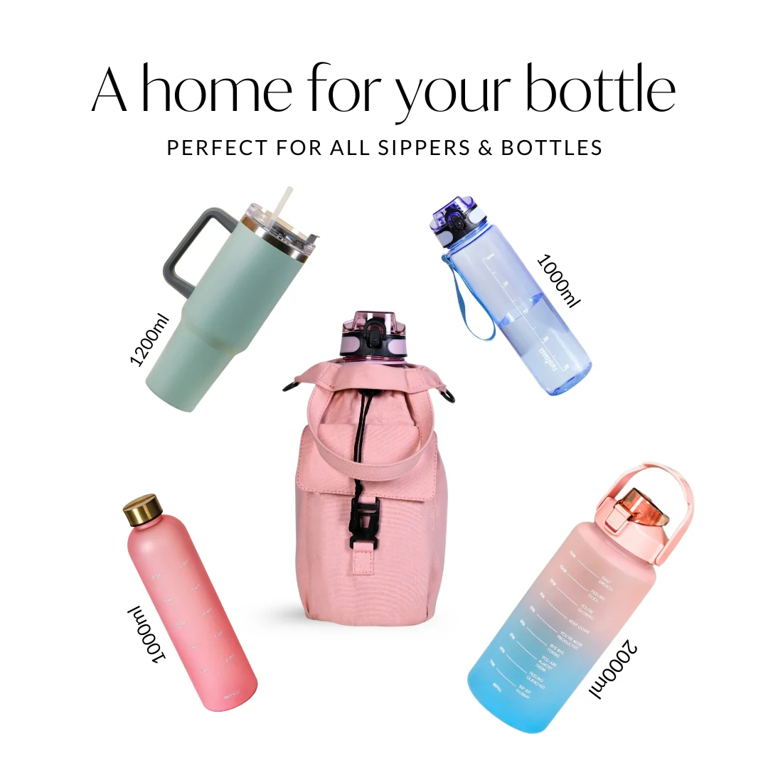 Chic Pink Drawstring Bottle Holder - Image 9