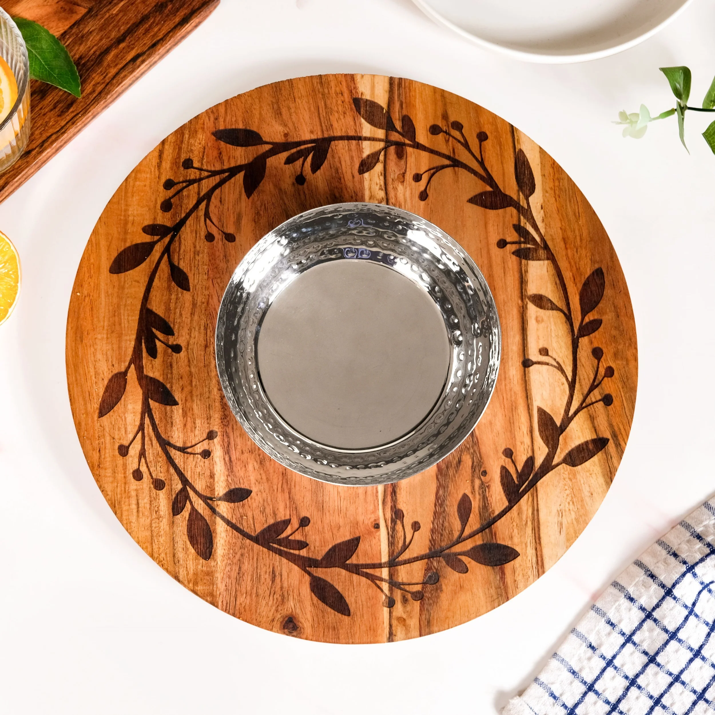 Chips And Dip Fusion Wooden Serving Platter With Steel Bowl 30cm - Image 9