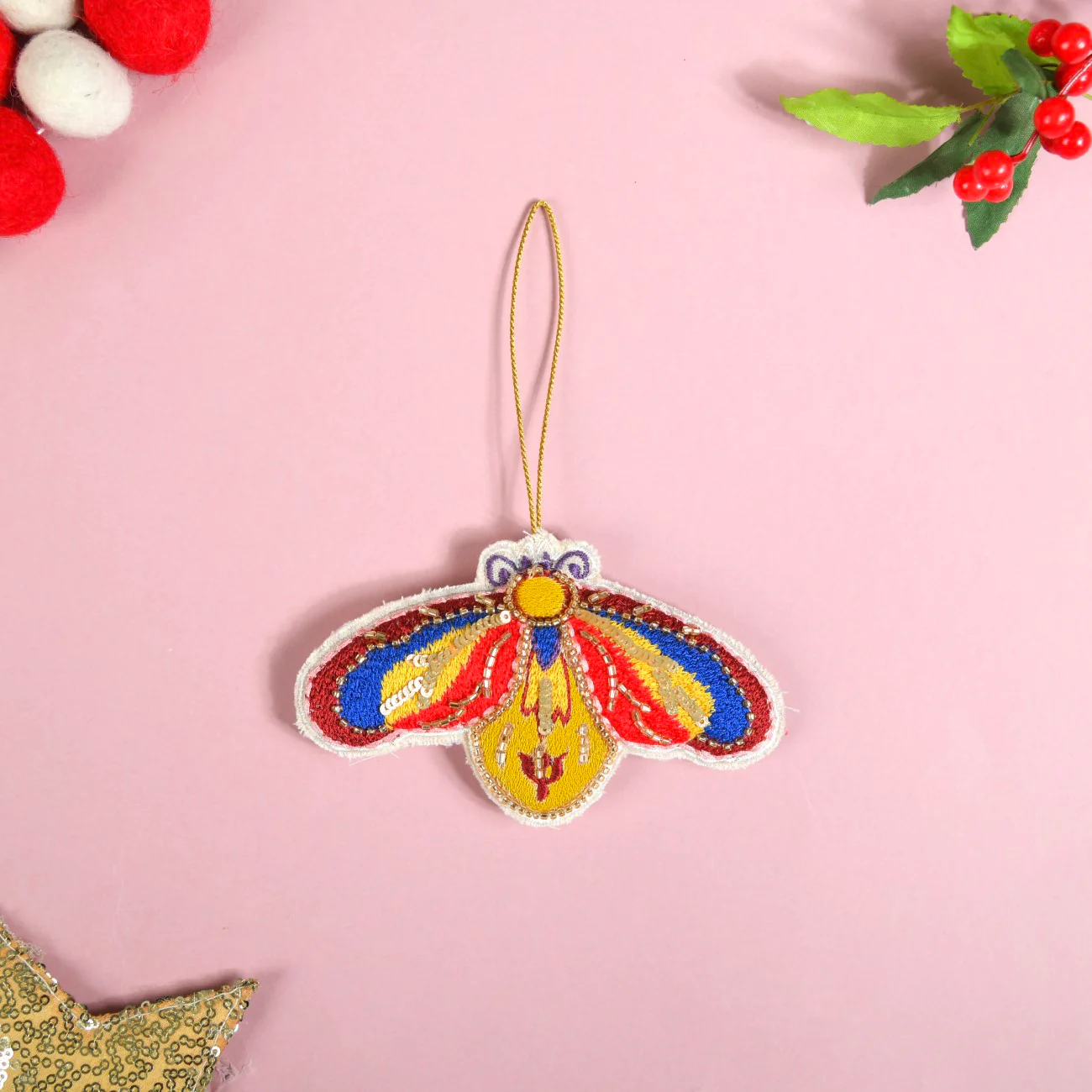 Christmas Hanging Ornament Set of 3 Multicolour - Image 10
