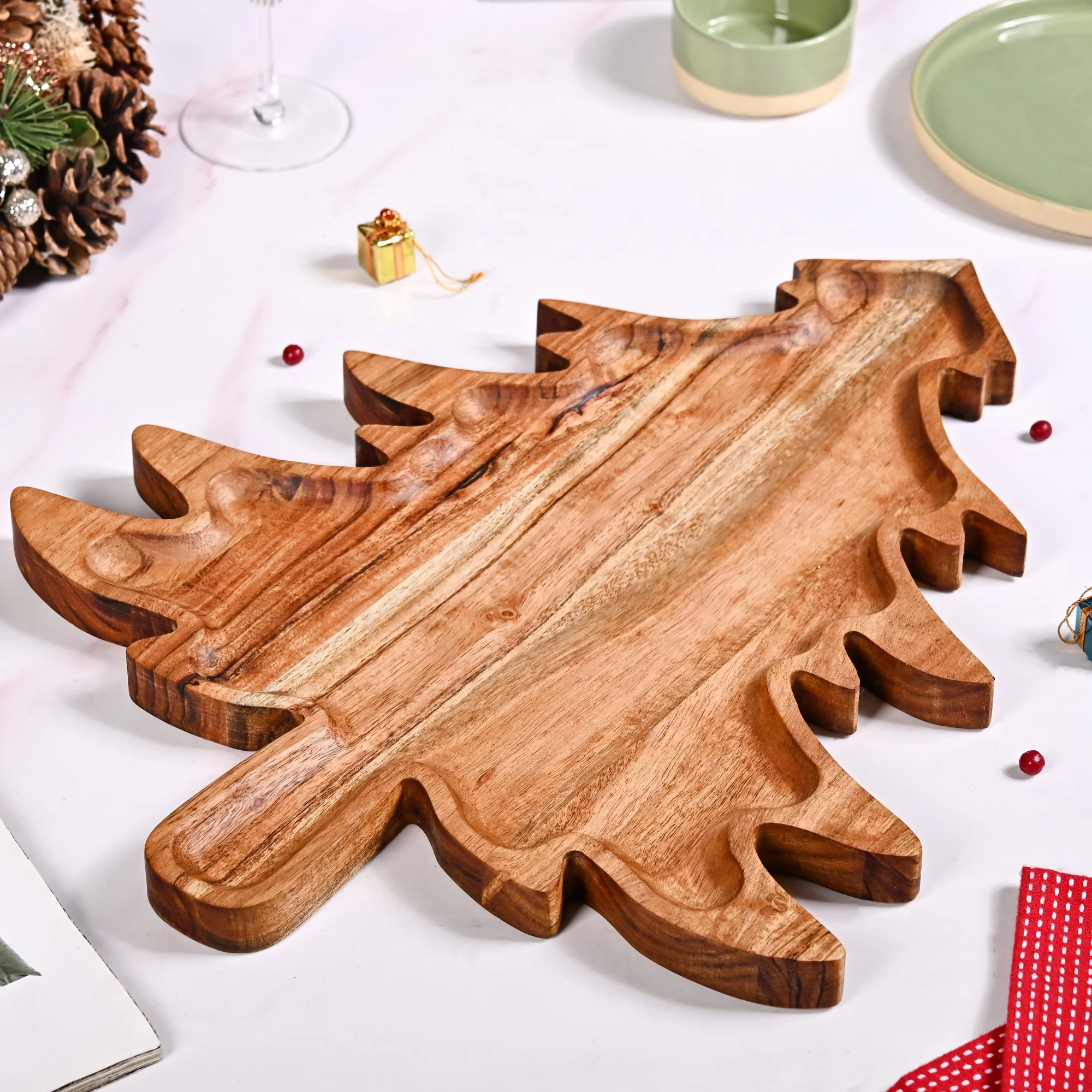 Christmas Tree Sustainable Large Wooden Platter - Image 2