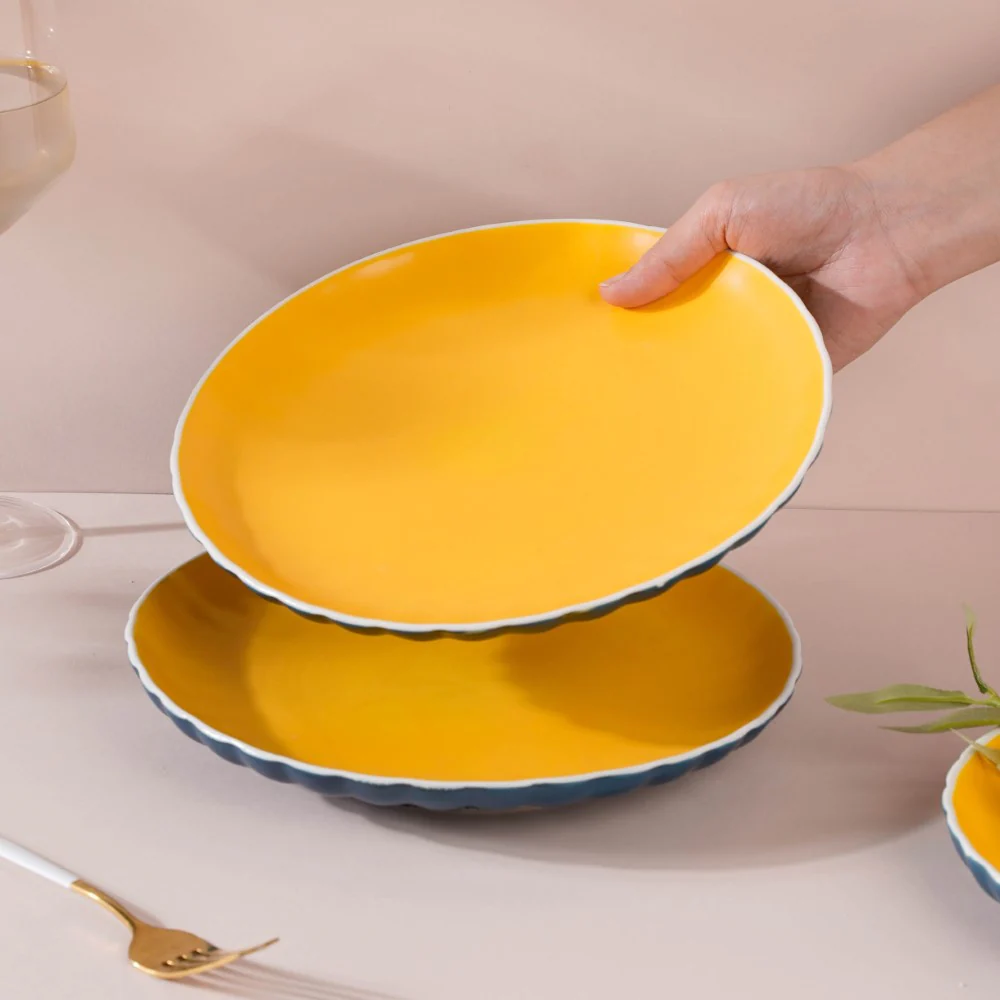 Chrome Dinner Plate Blue 9.5 Inch Set Of 2 - Image 2
