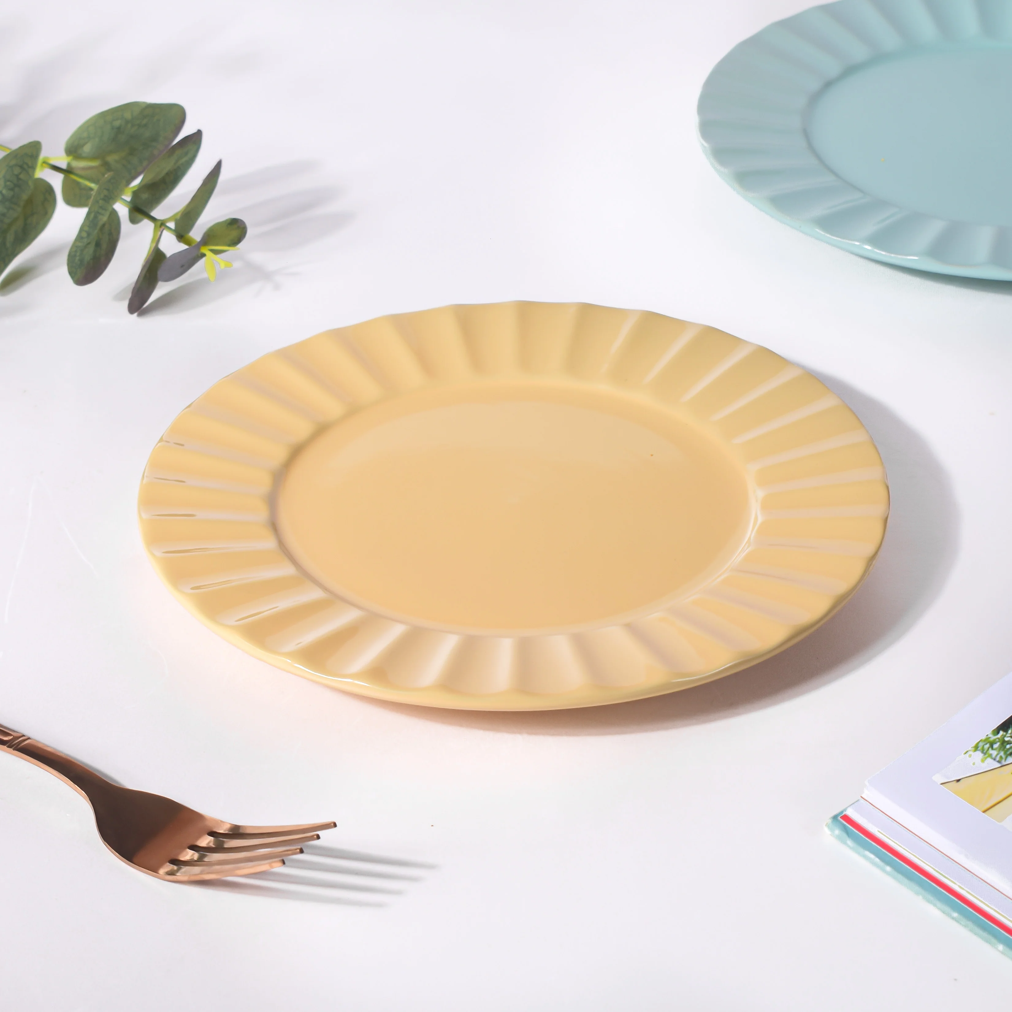 Claramay Daffodil Yellow Ceramic Snack Plate 8 Inch - Image 3
