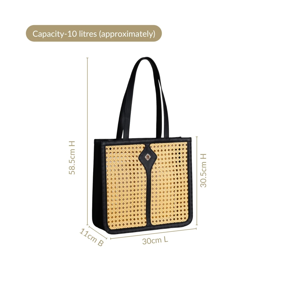 Classic Black Rattan Cane Webbing Tote Bag - Image 4