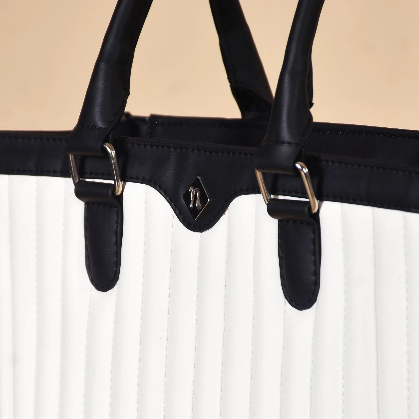 Classic Chic Black And White Tote Bag With Sling - Image 15