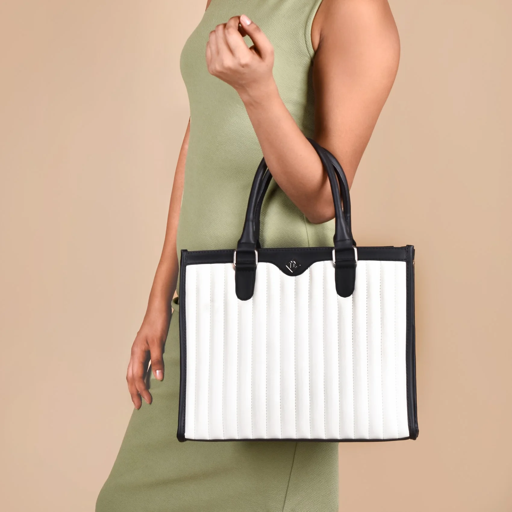 Classic Chic Black And White Tote Bag With Sling - Image 2