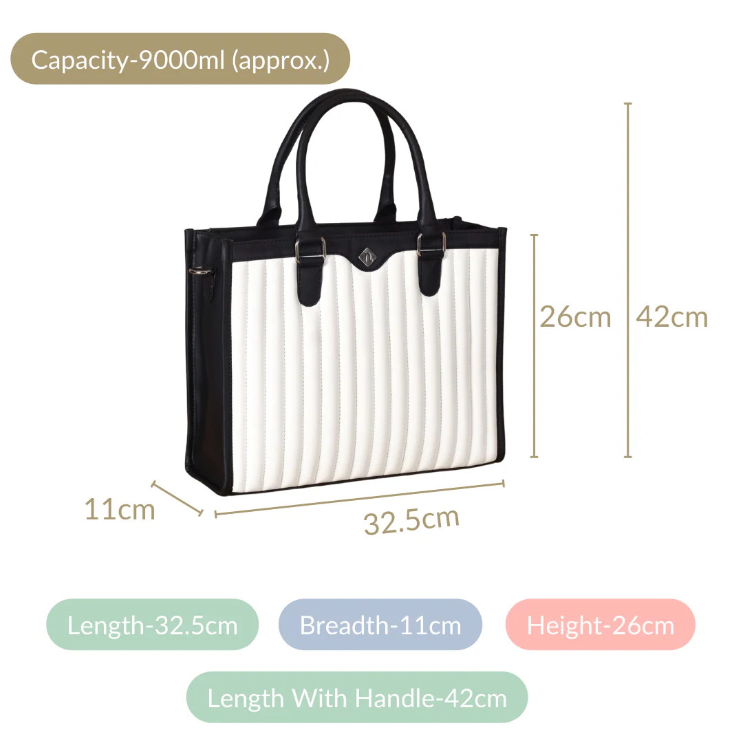 Classic Chic Black And White Tote Bag With Sling - Image 4