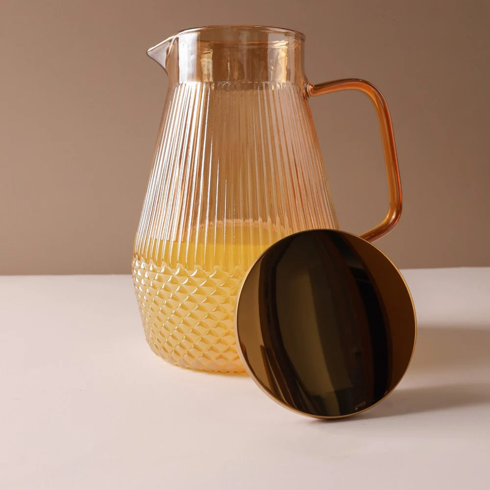 Classic Glass Tea Set of 5- Amber - Image 12