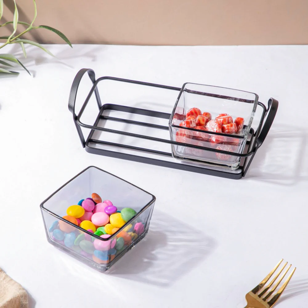 Clear Glass Bowl With Tray Set Of 3 200ml - Image 4