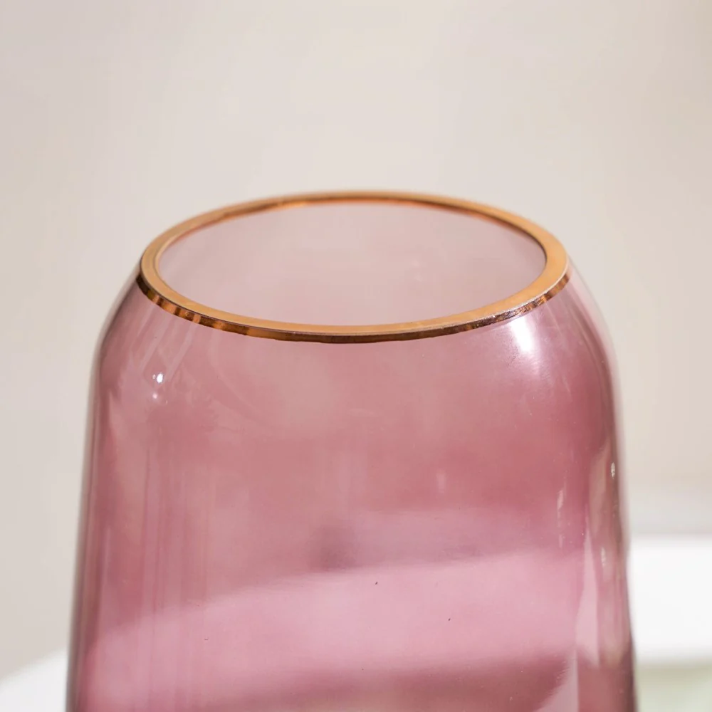 Clear Glass Gold Detailed Vase Purple 7 Inch - Image 6