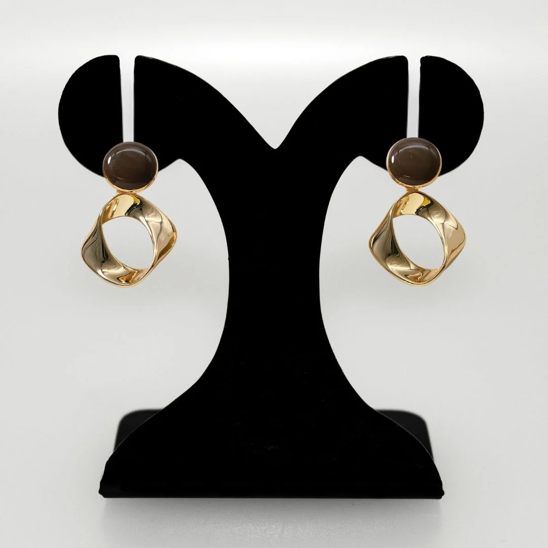 Coco Twist Dangle Earrings Brown - Image 6