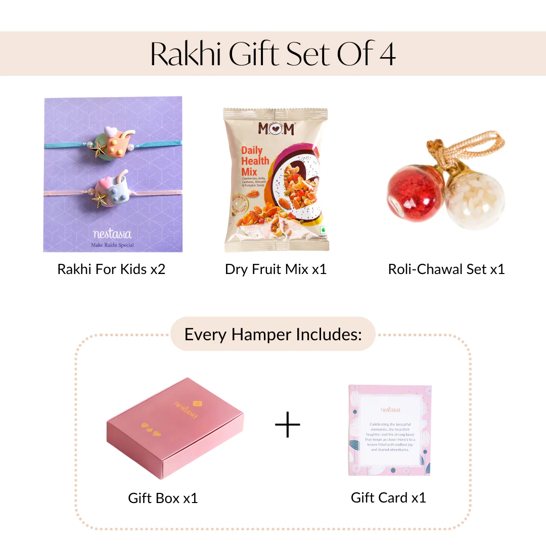 Colourful Bubble Tea Rakhi For Kids Set Of 4 With Box And Card - Image 6