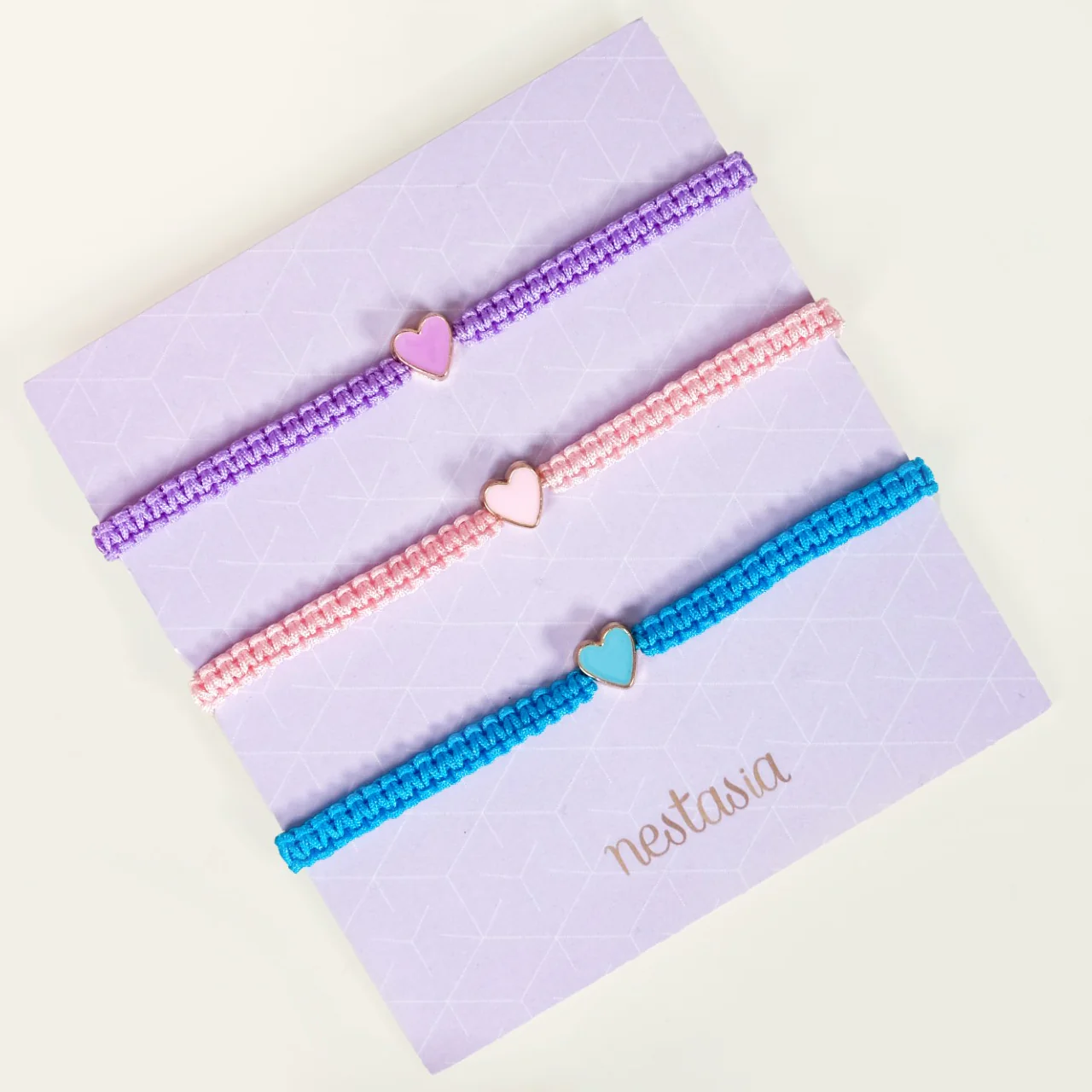 Colourful Hearts Thread Bracelet Set Of 3 - Image 2