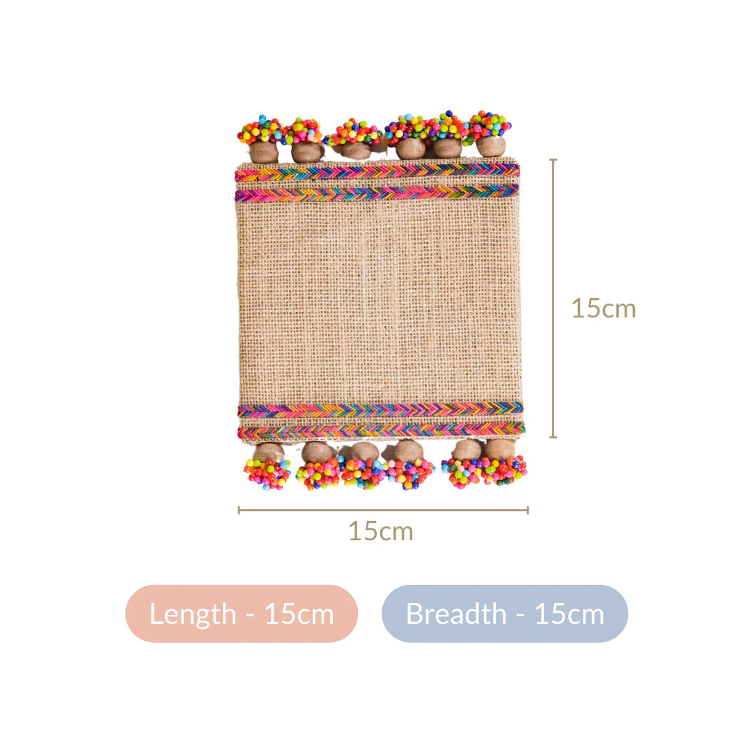 Colourful Jute Mini Trivet Mats Set of 2 - Image 3