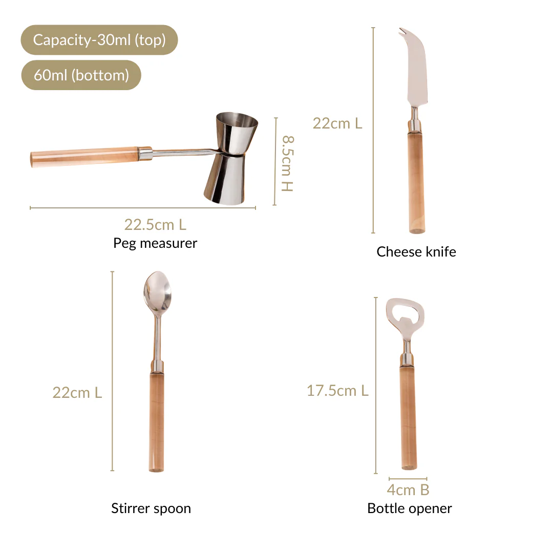 Contemporary Chic 4 Piece Stainless Steel Bar Tool Set - Image 5