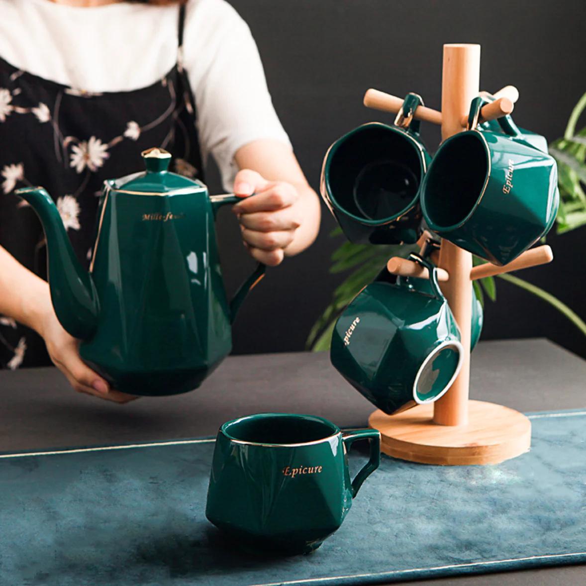 Contemporary Tea Set Green - Image 2