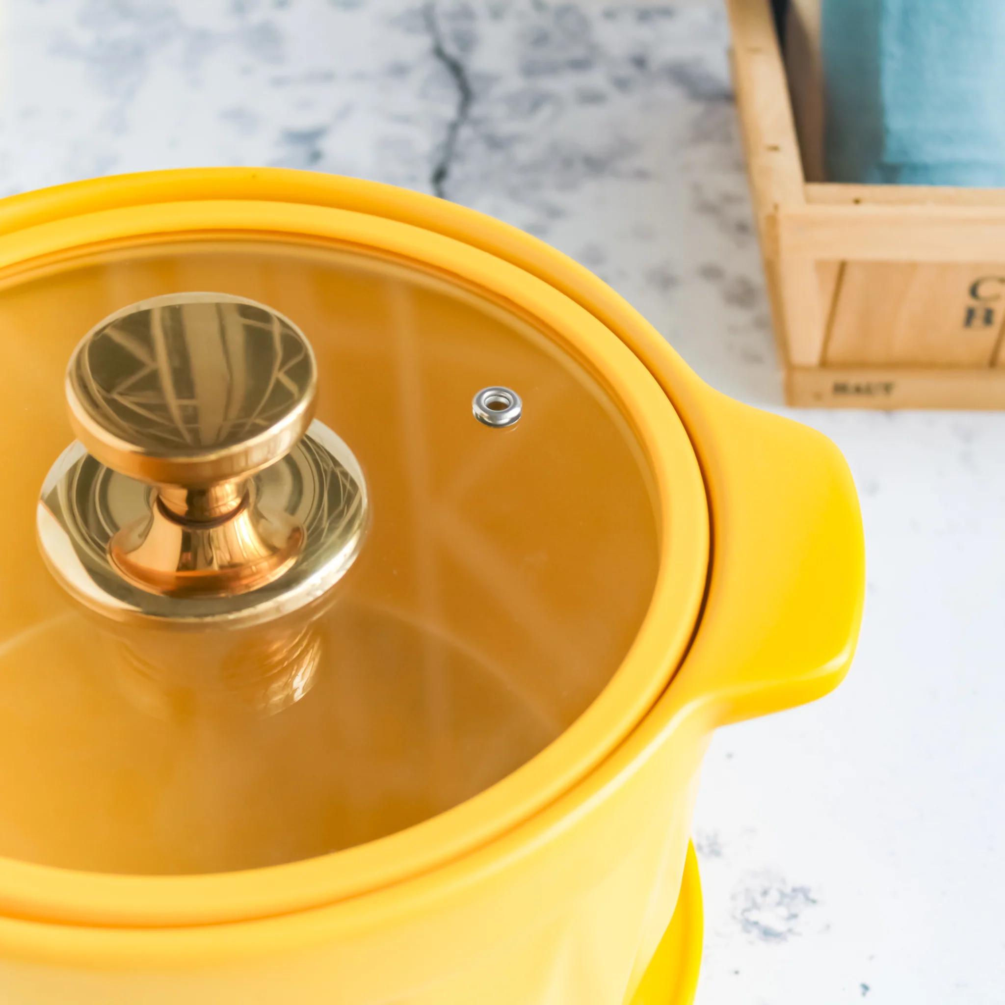 Cooking Pot with Lid Yellow - Image 5
