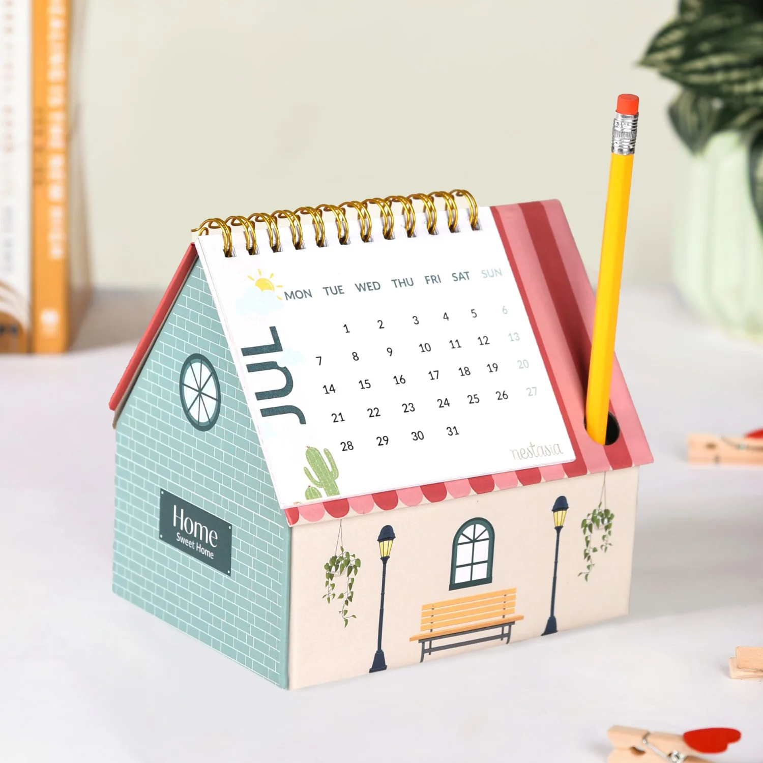 Country House Desk Calendar Organizer 2025 With Pencil - Image 2