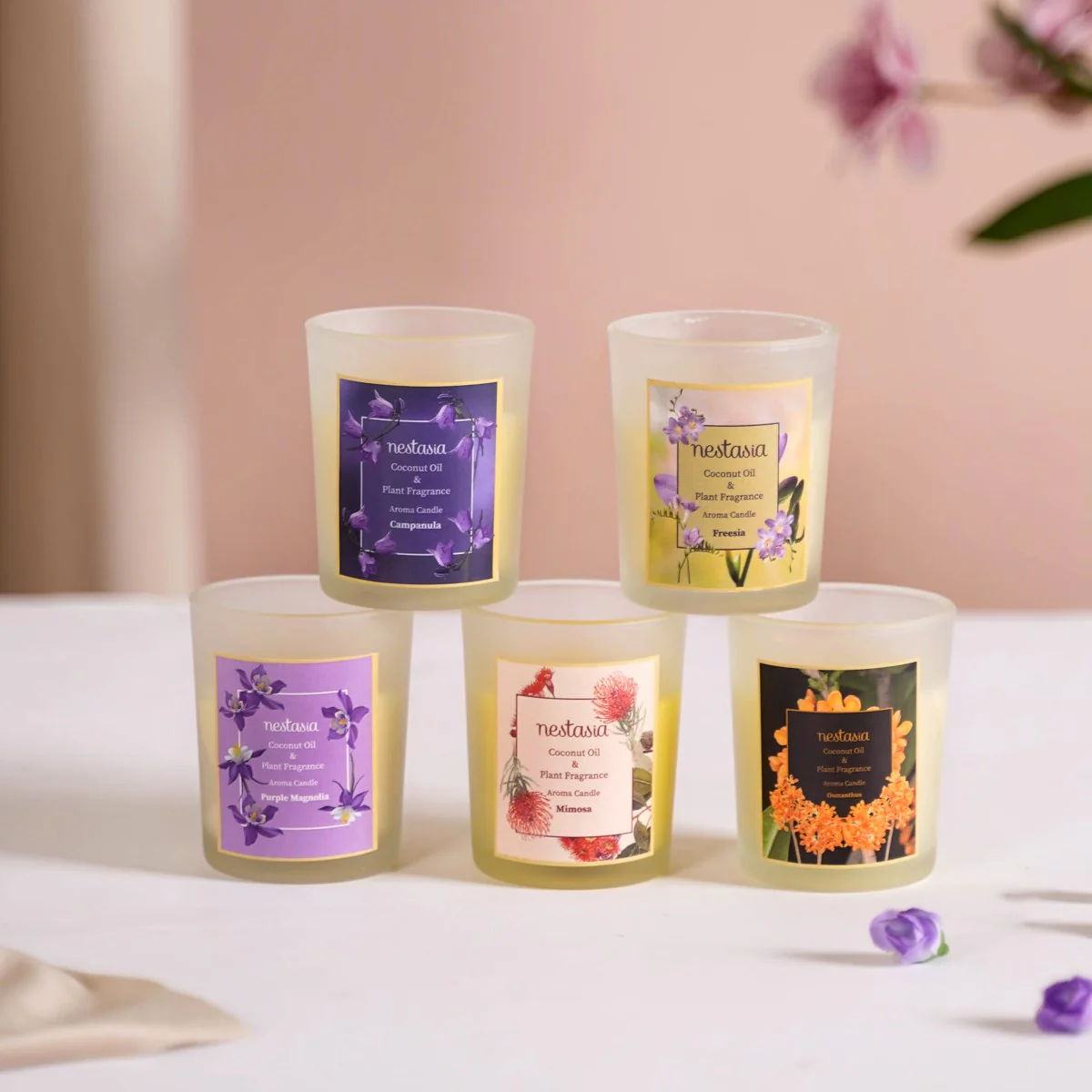 Cream Color Glass Candle - Image 2
