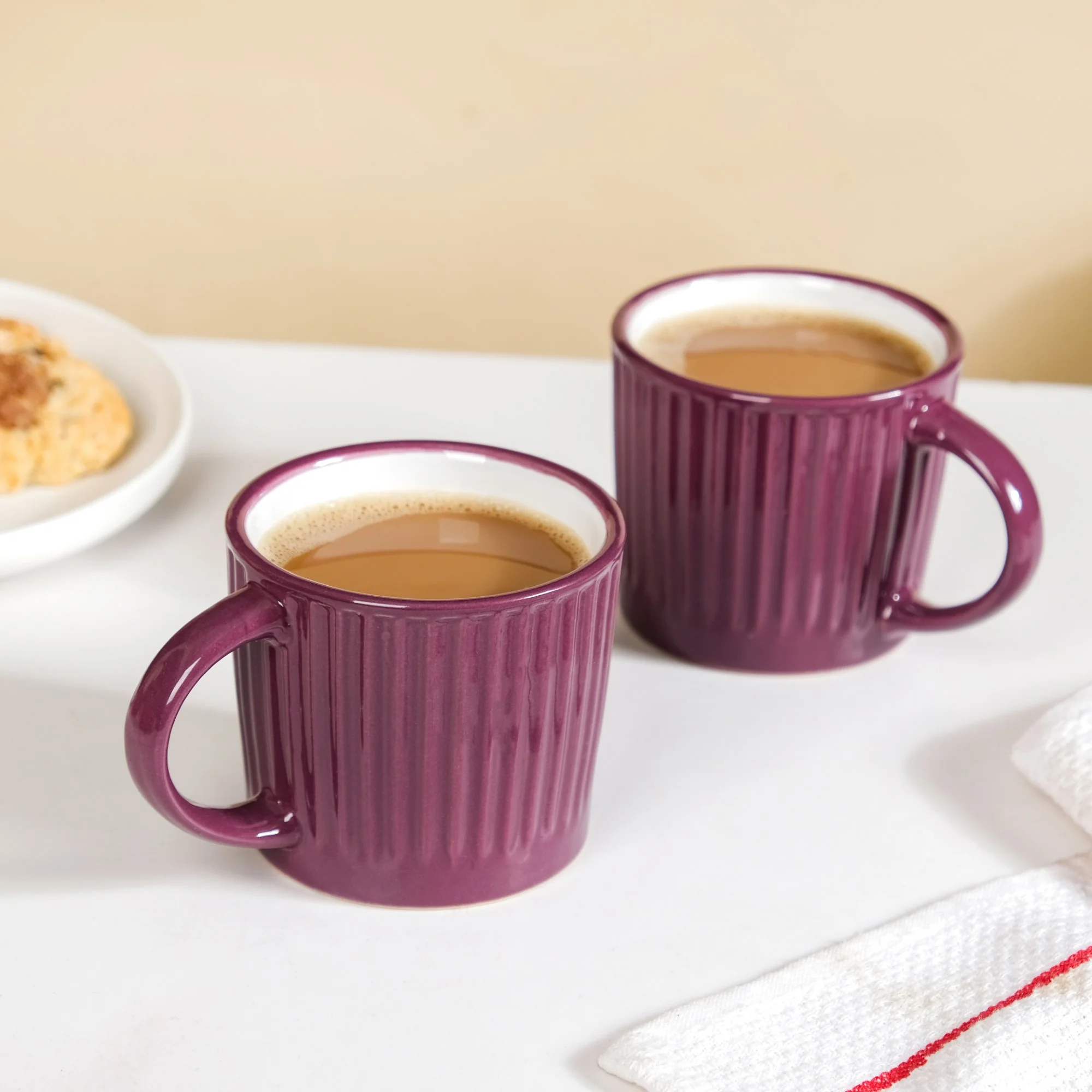 Cresta Ceramic Coffee Cup Set Of 6 Purple 300ml - Image 2