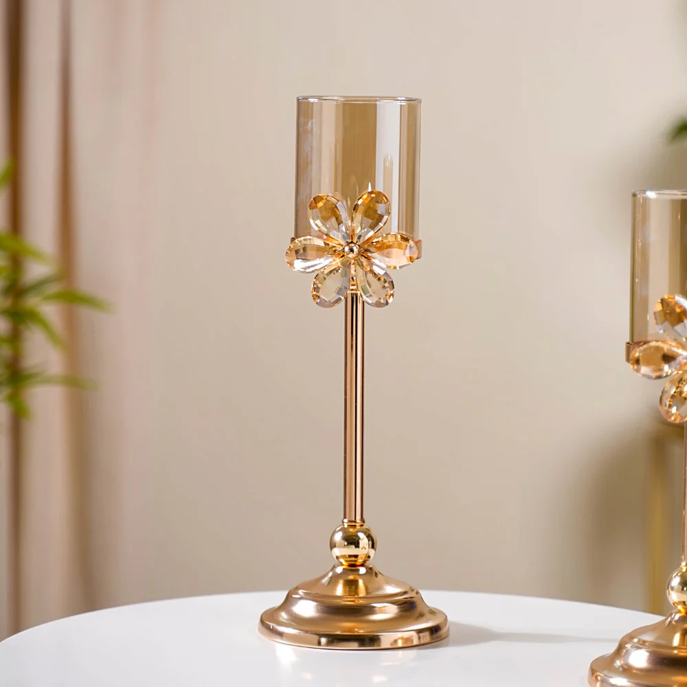 Crystal Flower Candle Holder Set Of 2 - Image 3