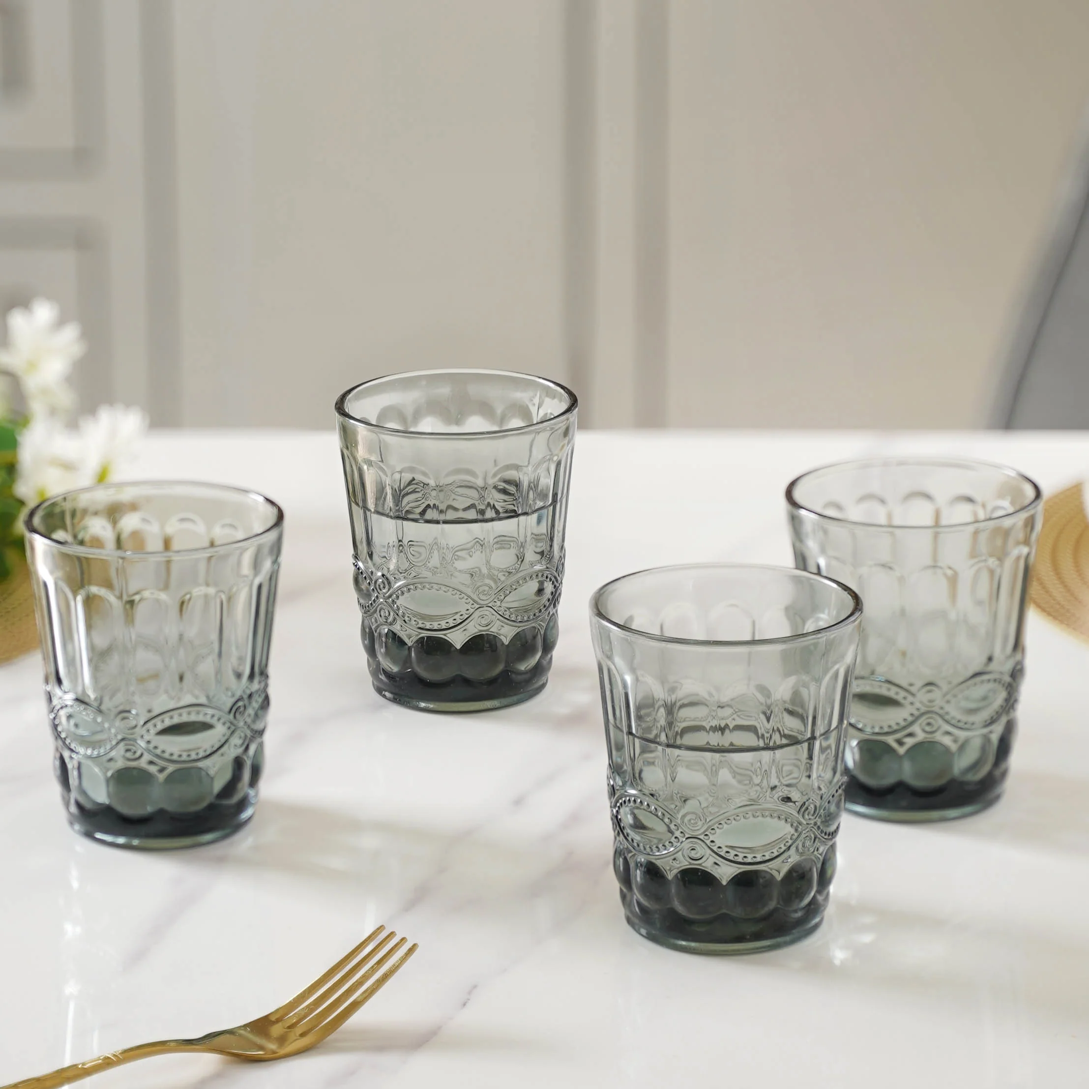 Crystal Glass Water Cup Set of 4