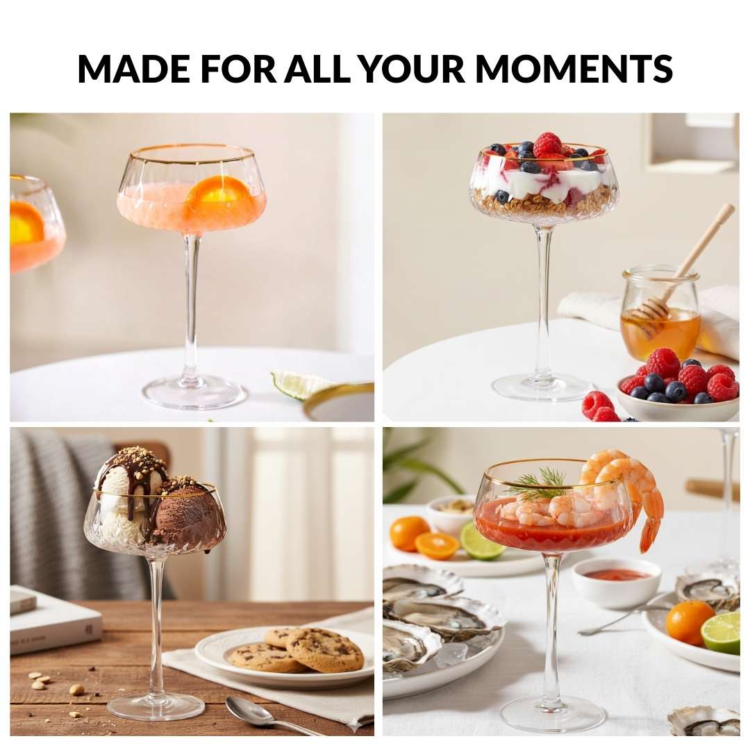 Crystal Gold Rim Cocktail Glass Set Of 2 320ml - Image 6