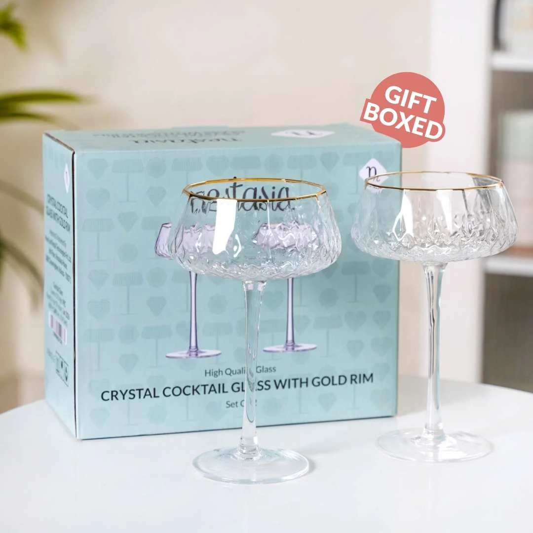 Crystal Gold Rim Cocktail Glass Set Of 2 320ml - Image 7