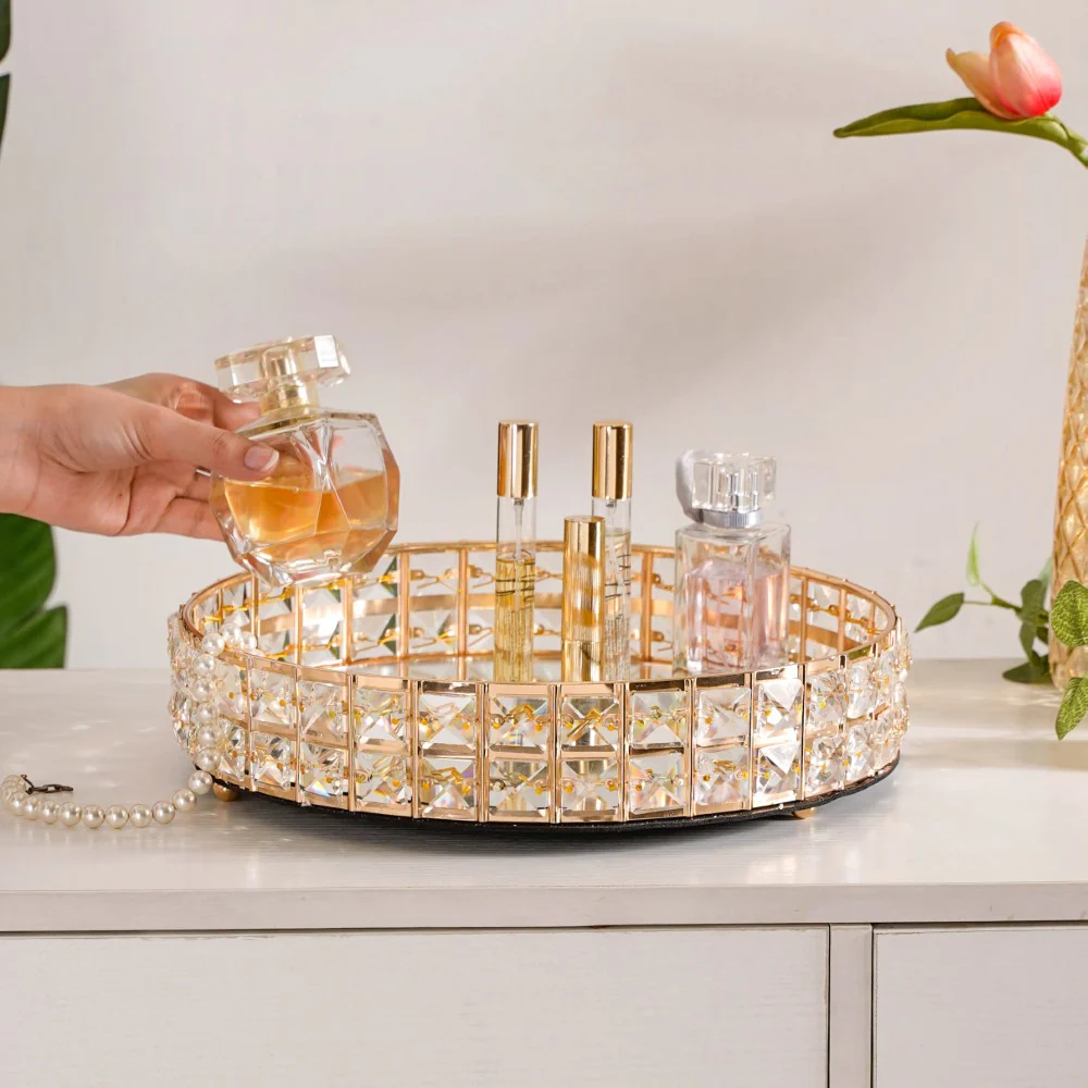 Crystal Round Mirror Tray Large - Image 2
